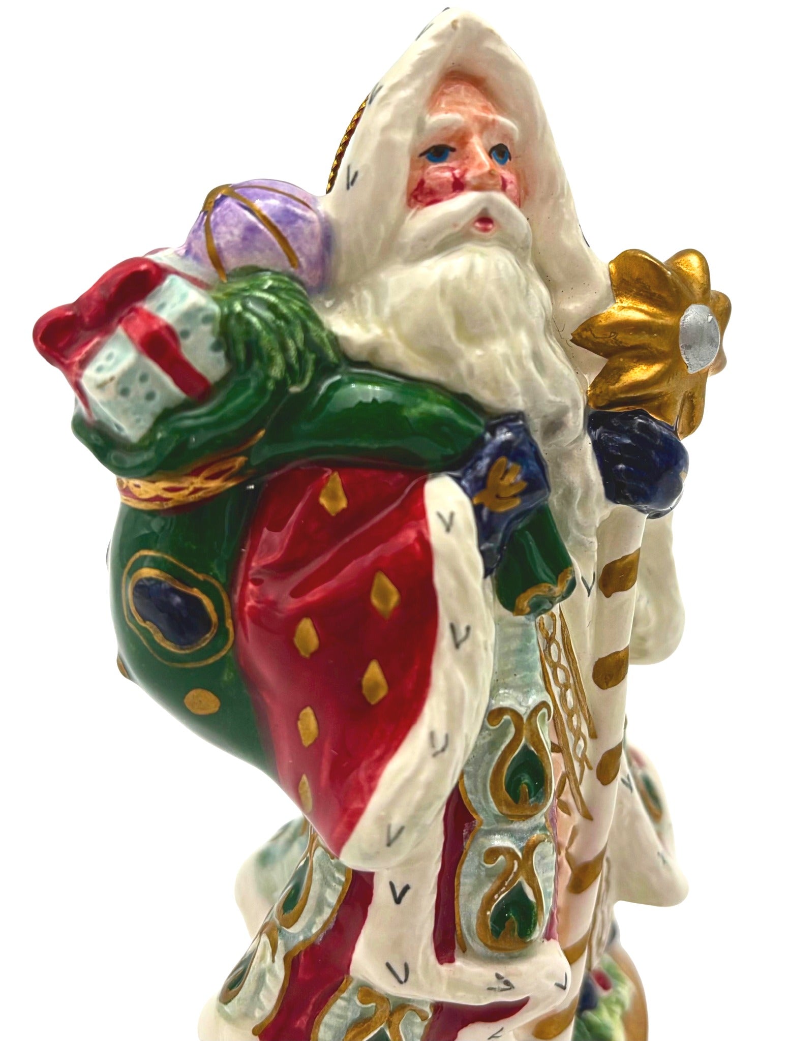FITZ AND FLOYD FLORENTINE CHRISTMAS SANTA ORNAMENT 1998 WITH ORIGINAL BOX