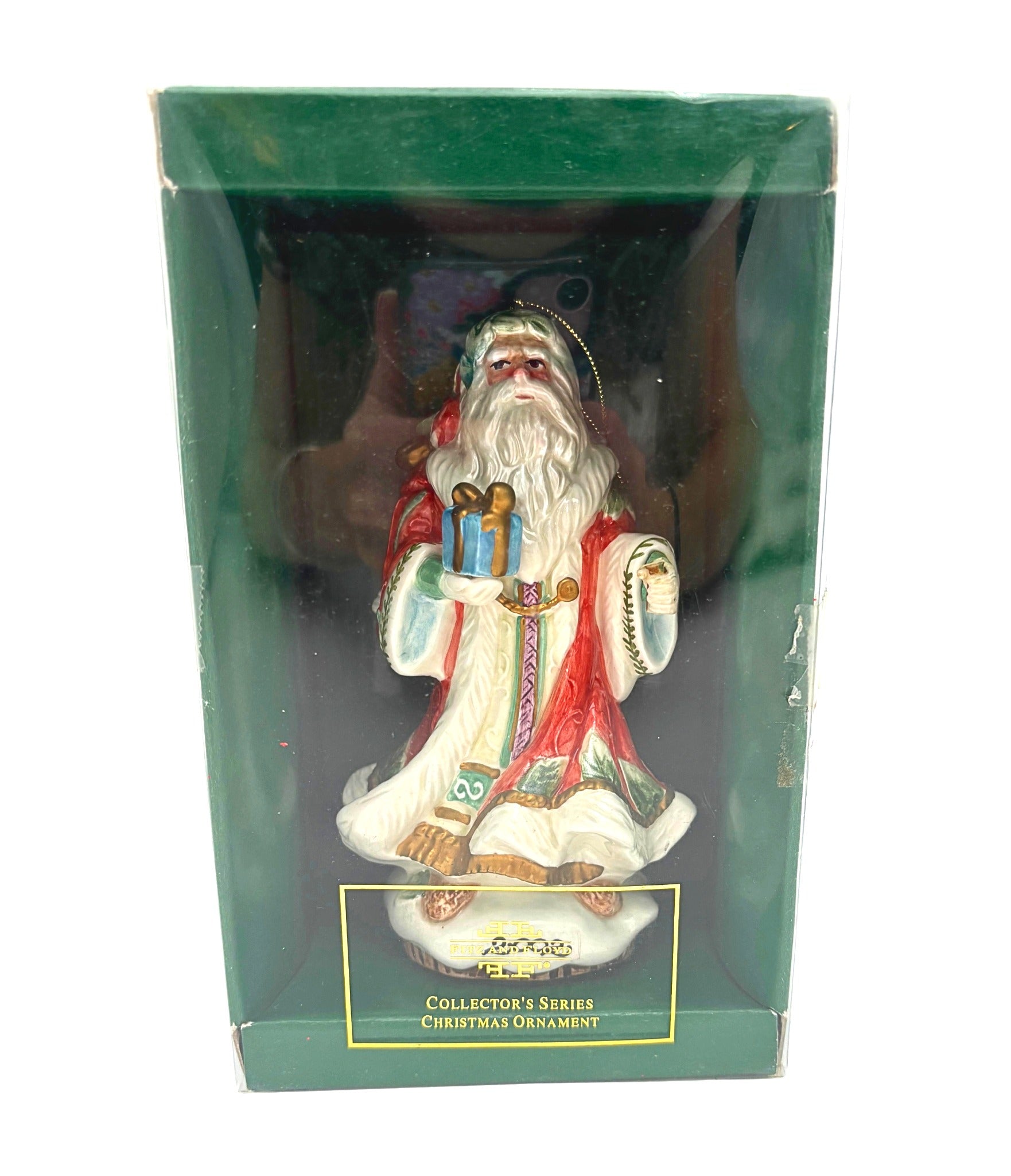 FITZ AND FLOYD ENCHANTED HOLIDAY SANTA ORNAMENT 2002 WITH ORIGINAL BOX