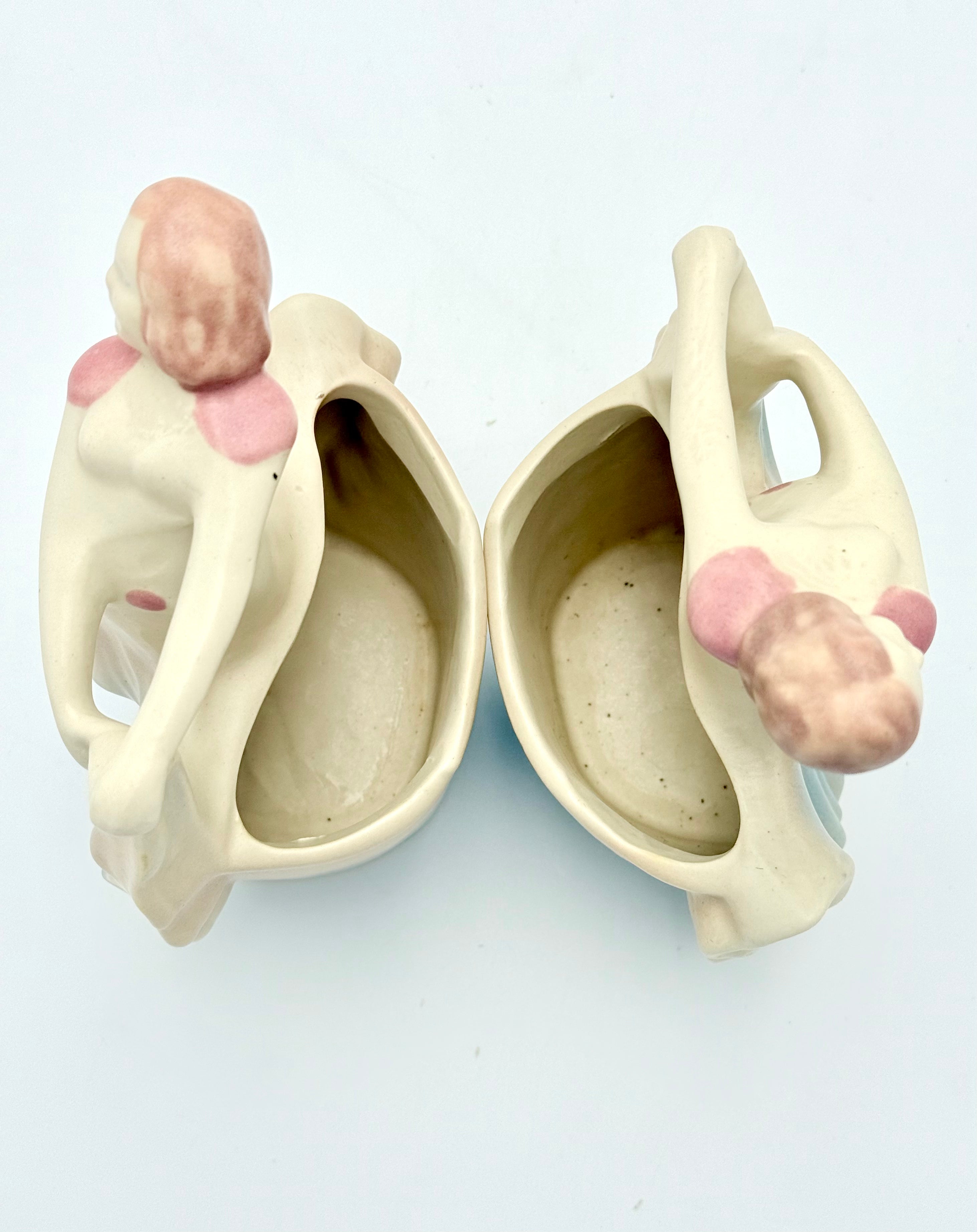VINTAGE SHAWNEE 955 USA LADY VASES – PASTEL ART POTTERY PAIR