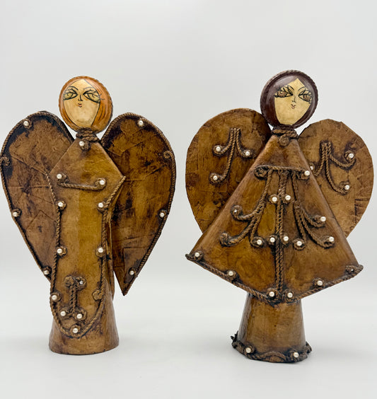 VINTAGE HAITIAN PAPER MACHE ANGELS  MID-CENTURY HANDMADE FOLK ART PAIR