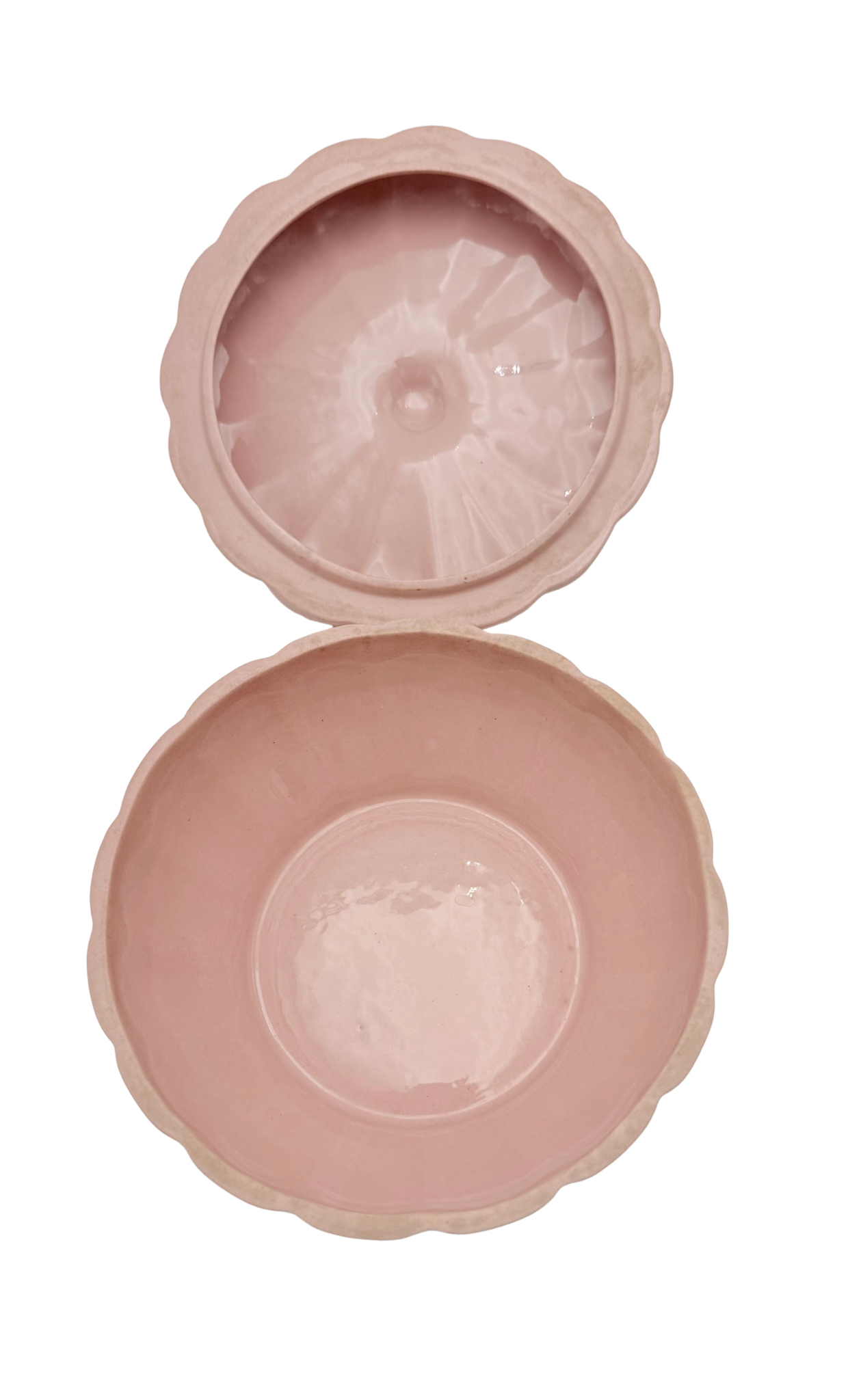 VINTAGE JAPANESE PINK PORCELAIN ROSE TRINKET BOX FLORAL POWDER JAR