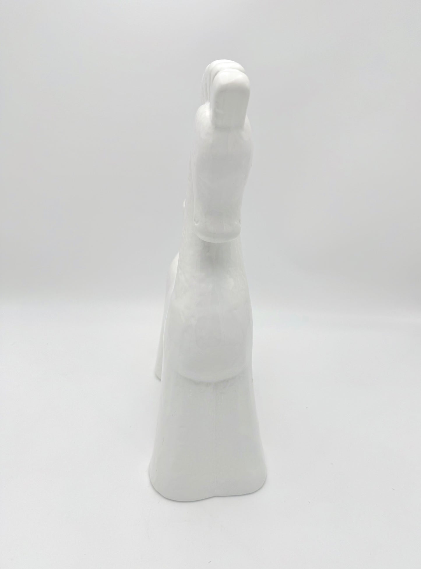 MID-CENTURY MODERN BRIGHT WHITE CERAMIC HORSE SCULPTURE – STYLED ABSTRACT FIGURINE