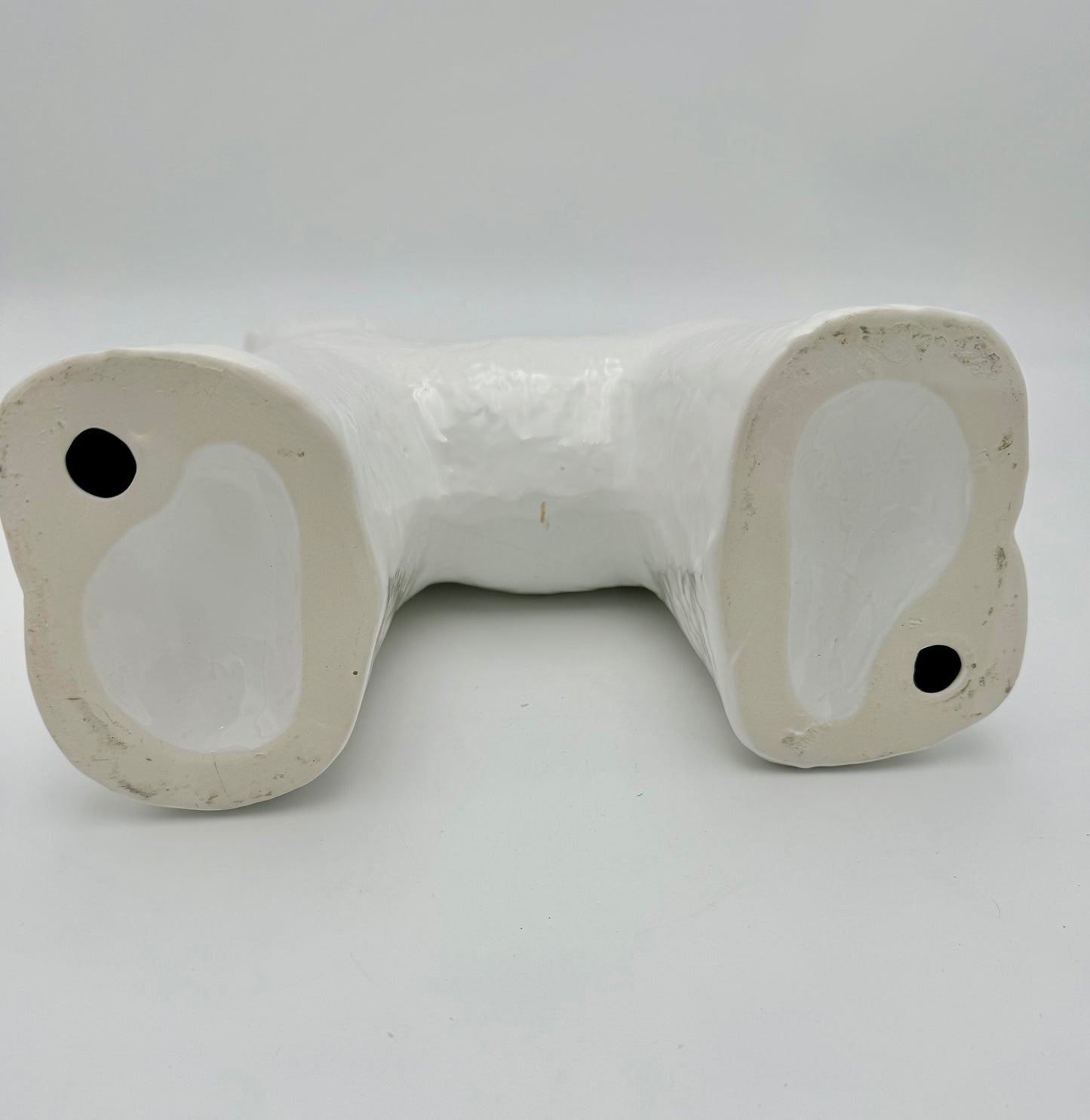 MID-CENTURY MODERN BRIGHT WHITE CERAMIC HORSE SCULPTURE – STYLED ABSTRACT FIGURINE