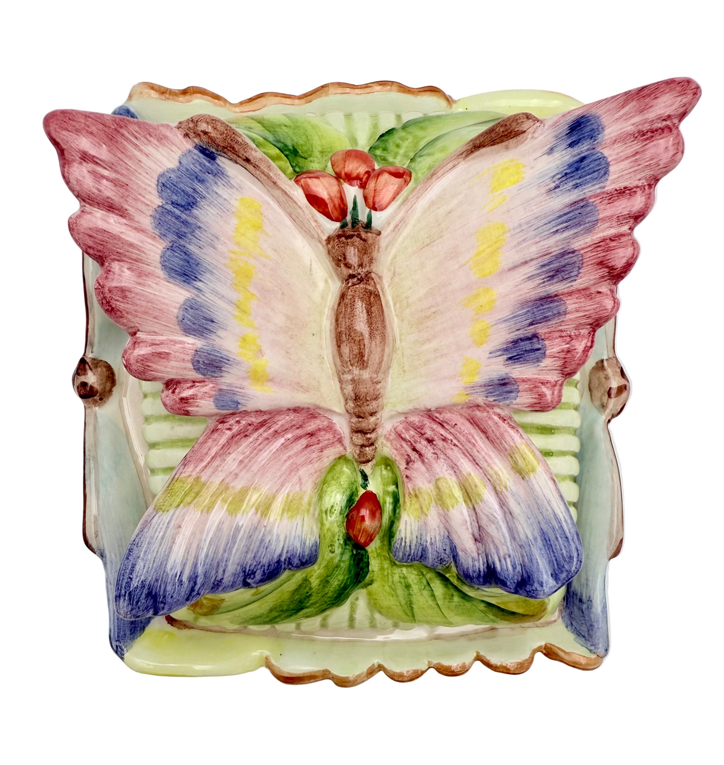 VINTAGE INTRADA ITALY HAND-PAINTED BUTTERFLY BOX