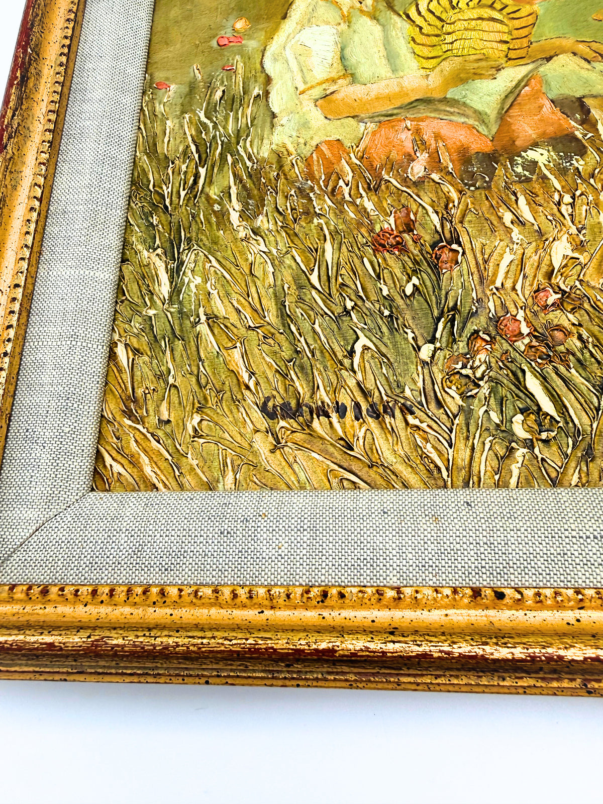 Genevieve Reckling Original Painting Children in Meadow | Meredith Long Gallery Provenance | Vintage Impasto Art