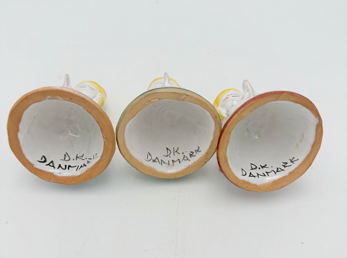 Vintage Danish Angel Candle Holders Set of 3 – D.R. Danmark Hand Painted Ceramic Scandinavian Christmas Decor