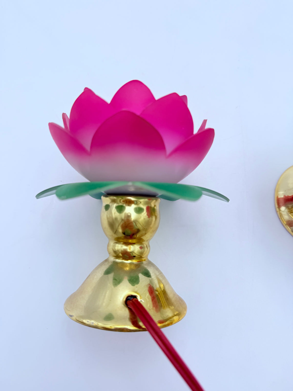Vintage Pink Lotus Flower Boudoir Lamps Pair | Mid-Century Lucite Style Floral Accent Lights