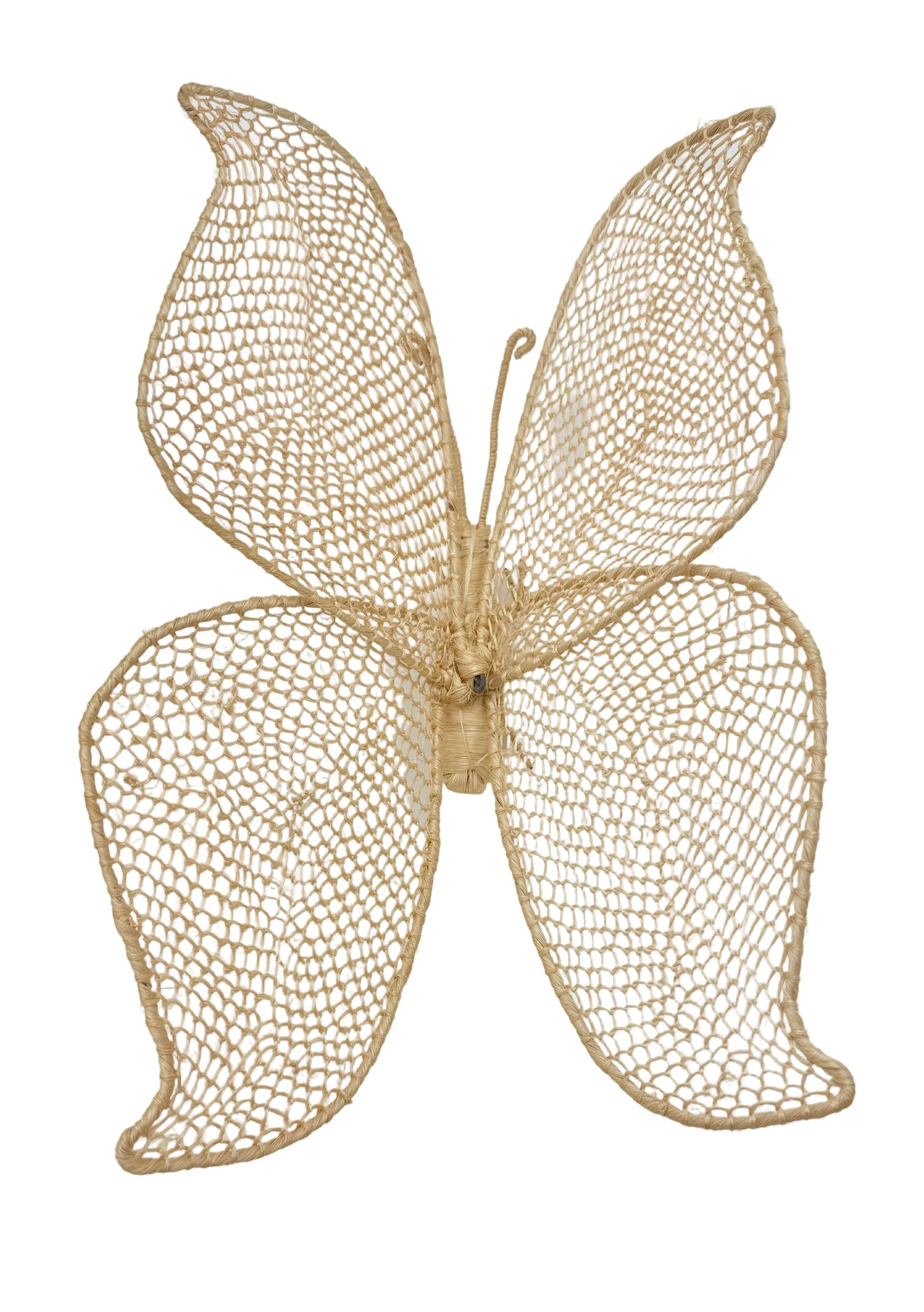 VINTAGE WICKER BUTTERFLY WALL ART – SET OF 3 HANDWOVEN RAFFIA BUTTERFLIES