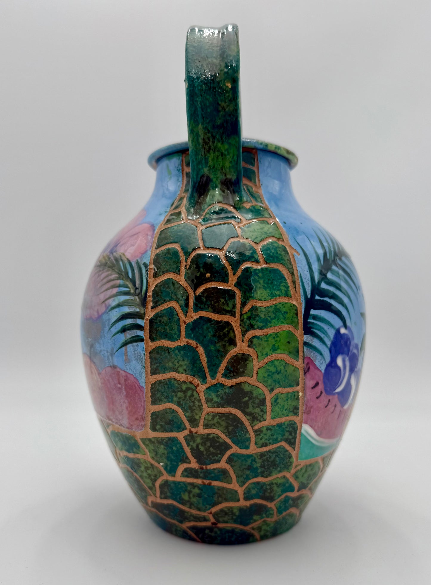 HAND-PAINTED TROPICAL TEAPOT BY LINCIAR ART – Vintage Mexican Ceramic with Pineapple, Hummingbird & Hibiscus