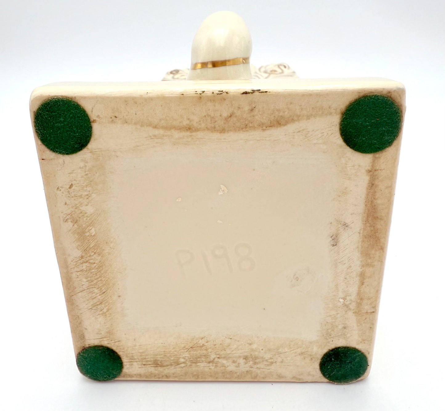 VINTAGE IVORY AND GOLD PEACOCK VASE – MID-CENTURY HOLLYWOOD REGENCY CERAMIC – ELEGANT P198 POTTERY PLANTER