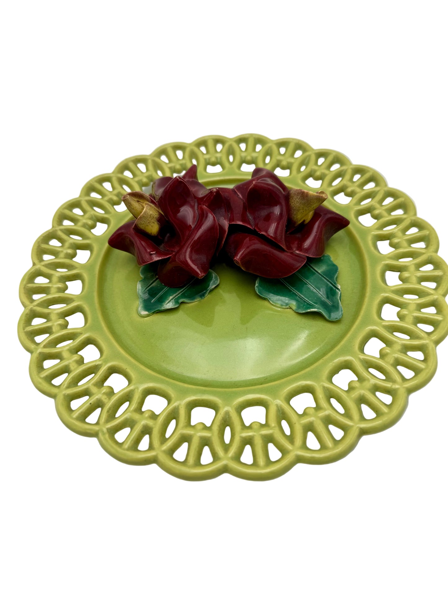 VINTAGE ITALIAN CAPODIMONTE–STYLE RETICULATED WALL PLAQUE