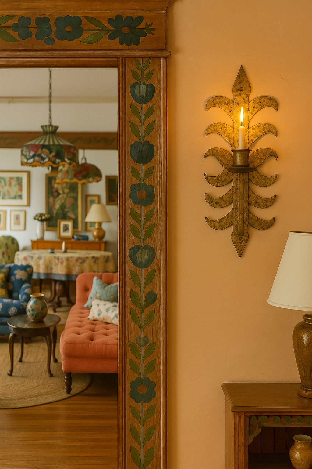 VINTAGE HAMMERED GILT IRON WALL SCONCE — HOLLYWOOD REGENCY SPANISH REVIVAL STYLE