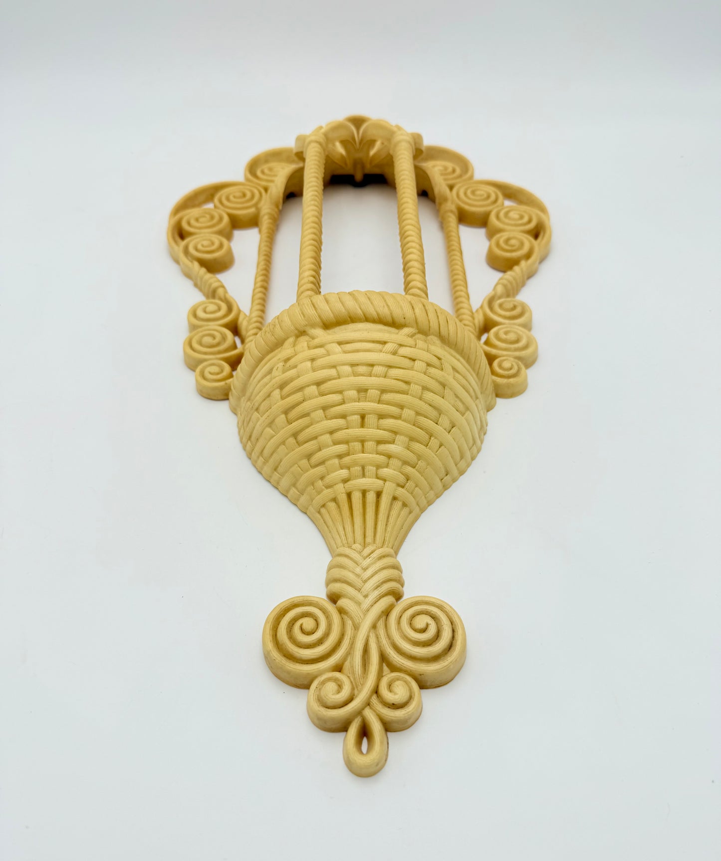 VINTAGE SYROCO WALL POCKET – HOLLYWOOD REGENCY SCROLL BASKET