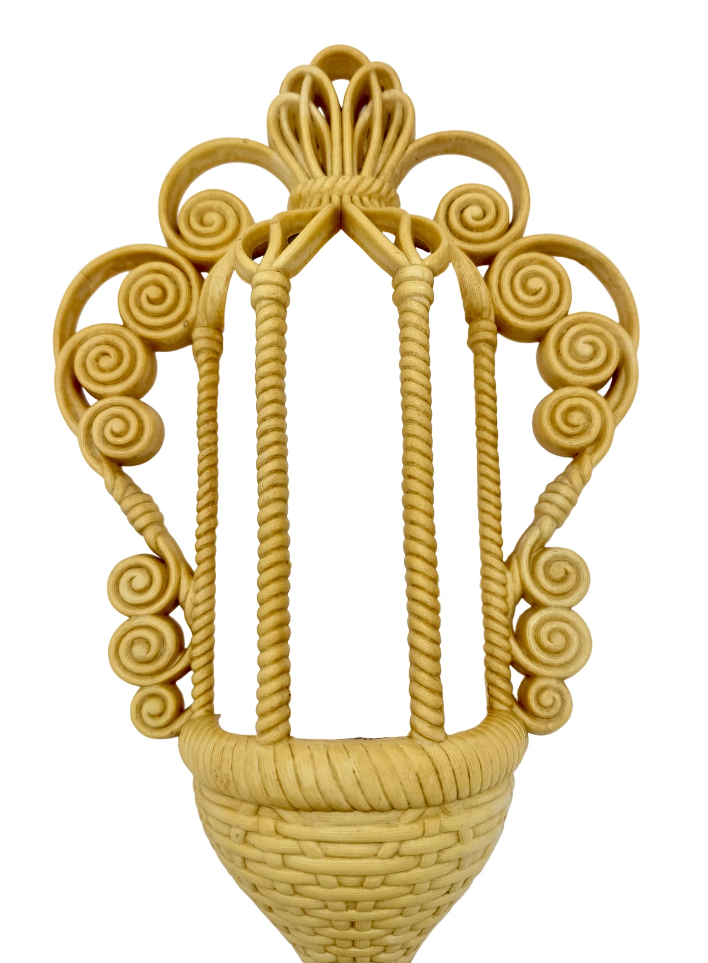 VINTAGE SYROCO WALL POCKET – HOLLYWOOD REGENCY SCROLL BASKET