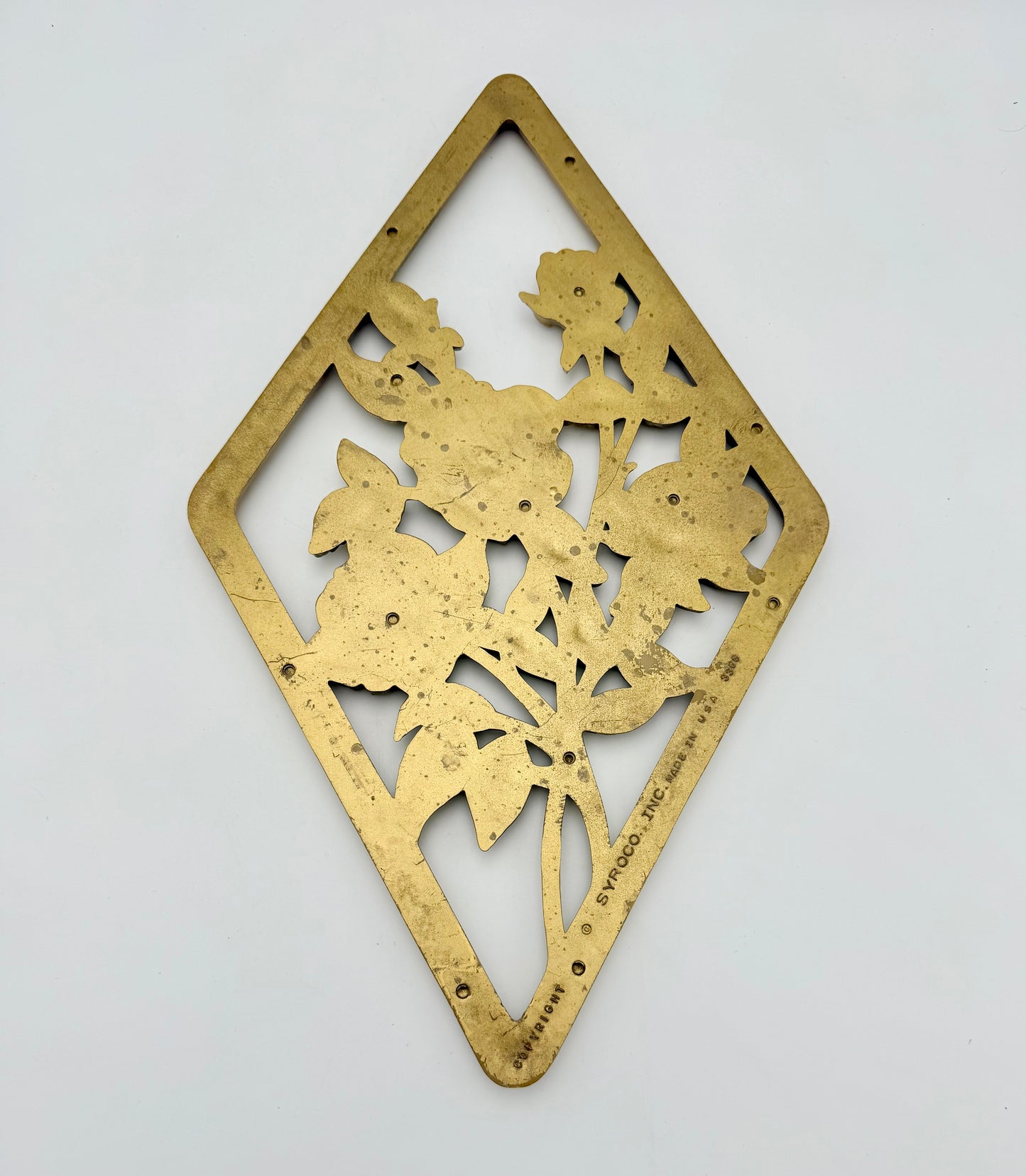 VINTAGE SYROCO GOLD ROSE WALL PLAQUE • 1960S HOLLYWOOD REGENCY FLORAL DECOR • MADE IN USA