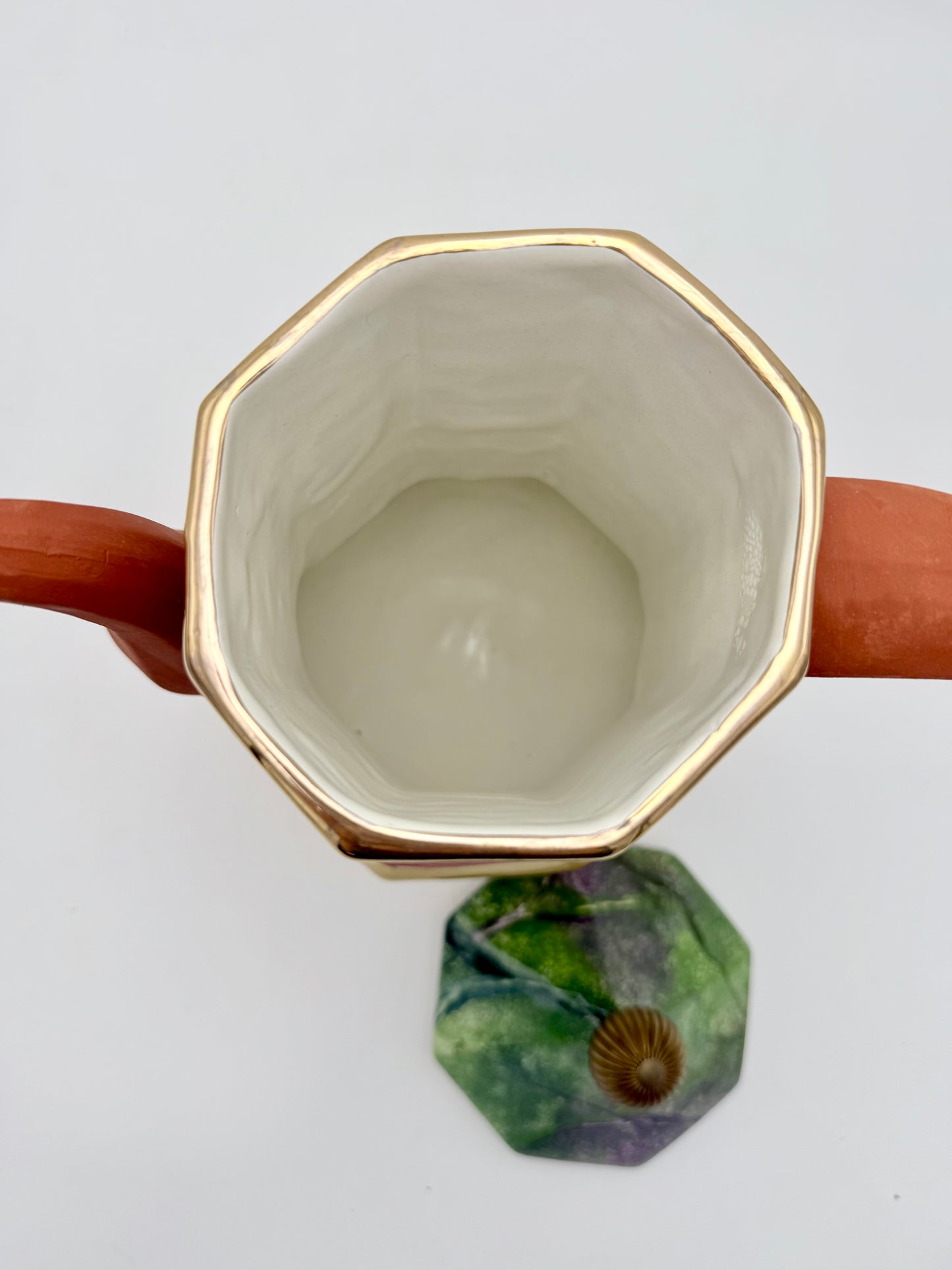 WHIMSICAL FRANK & MUSTARD CERAMIC TEAPOT • 1997 HAND-PAINTED STUDIO ART POTTERY • CHECKERBOARD ROSES • MACKENZIE-CHILDS STYLE DECOR • LARGE DISPLAY TEAPOT