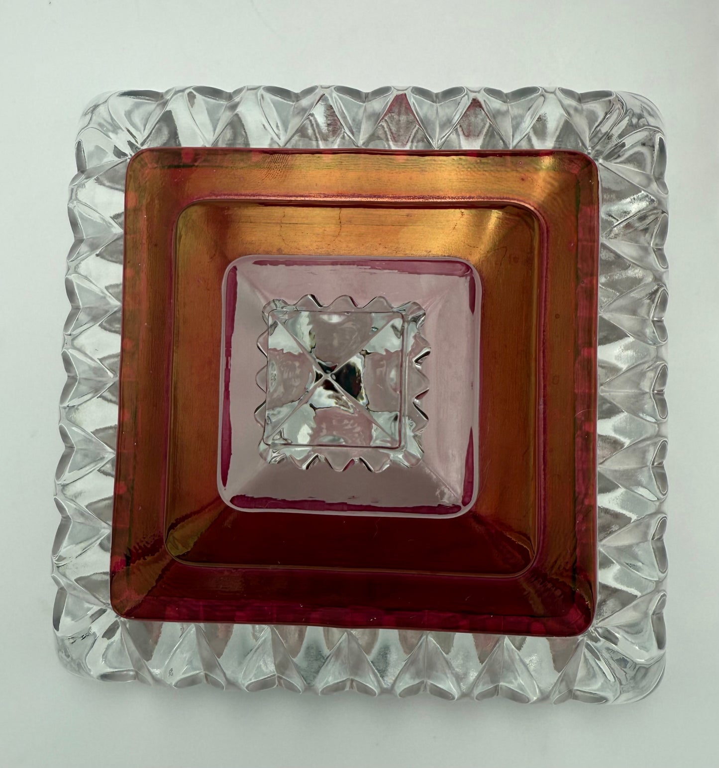 PAIR OF ANTIQUE RUBY STAINED EAPG LIDDED SWEETMEAT JARS • U.S. GLASS • 1890s VICTORIAN PEDESTAL COMPOTES