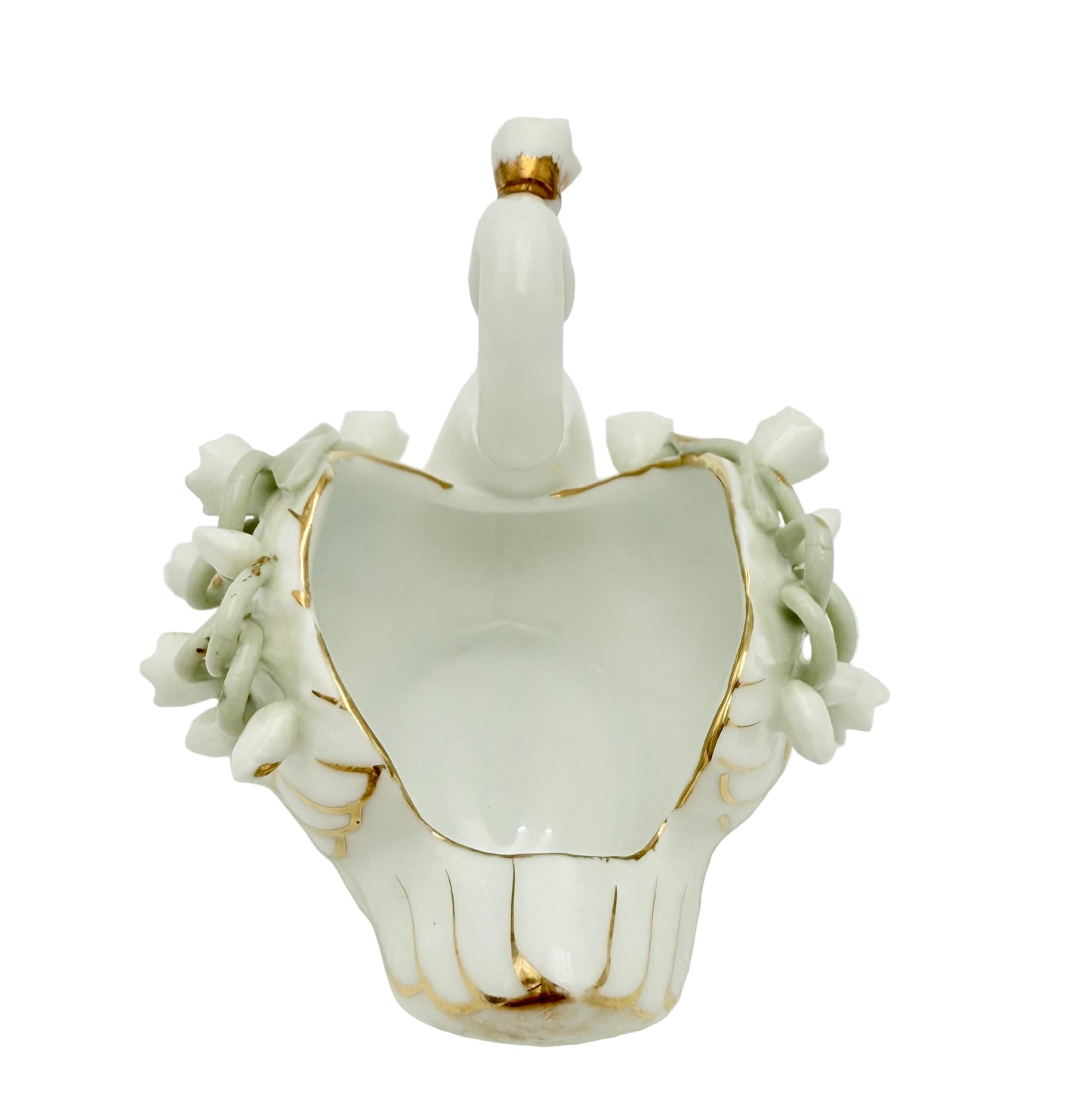 VINTAGE LEFTON CHINA PORCELAIN SWAN • LILY-OF-THE-VALLEY • GOLD GILT • HAND PAINTED