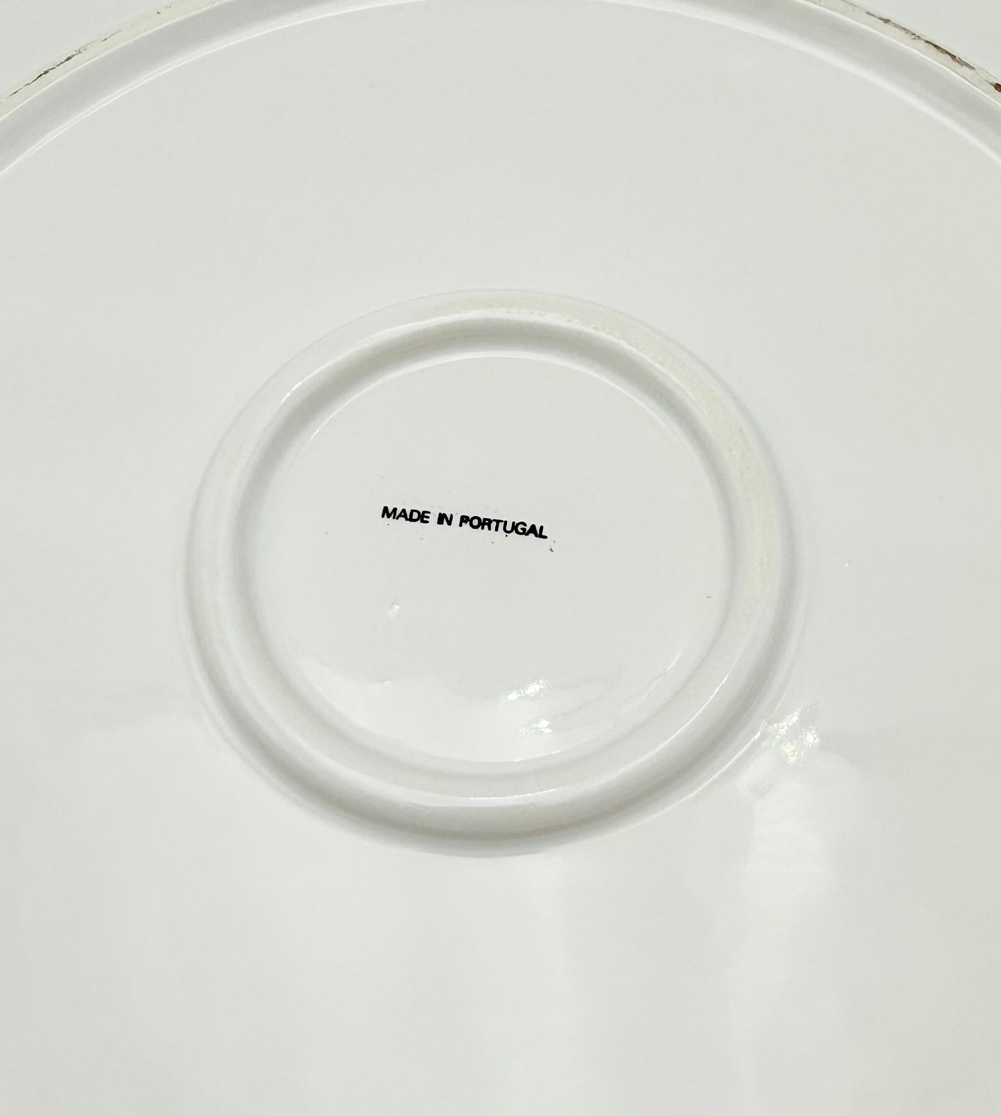 HANDCRAFTED PORTUGUESE CERAMIC CAKE KEEPER WITH ROSE FINIAL | VINTAGE CHEESE DOME & SERVING PLATTER