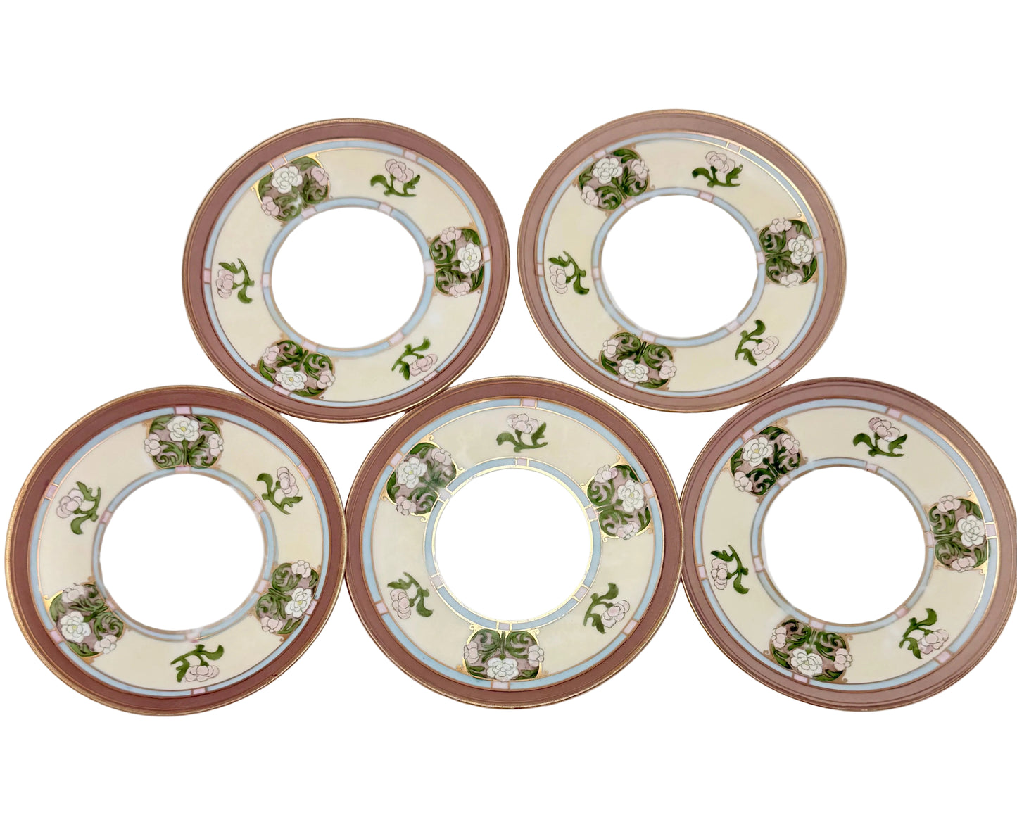 HAND PAINTED MORIMURA NIPPON BREAD AND BUTTER PLATES SET OF FIVE