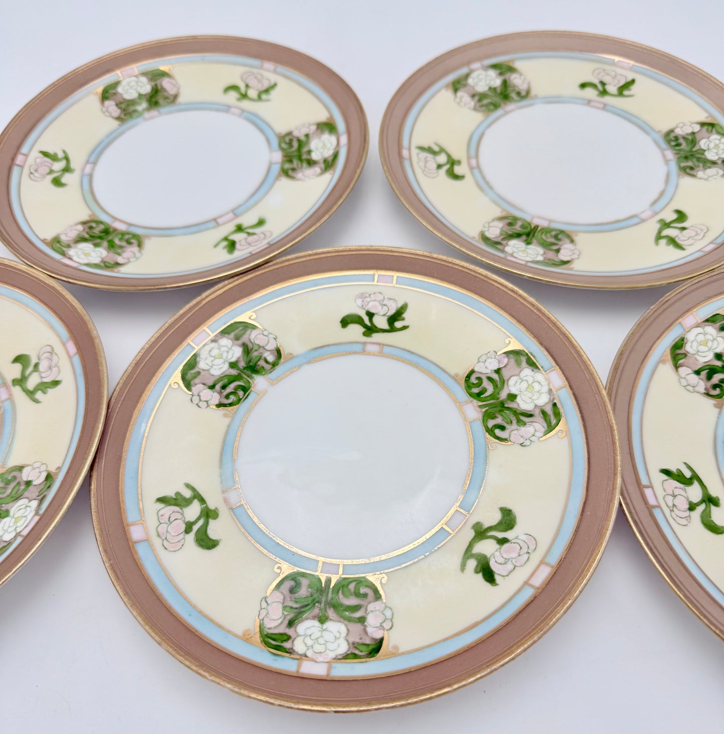 HAND PAINTED MORIMURA NIPPON BREAD AND BUTTER PLATES SET OF FIVE