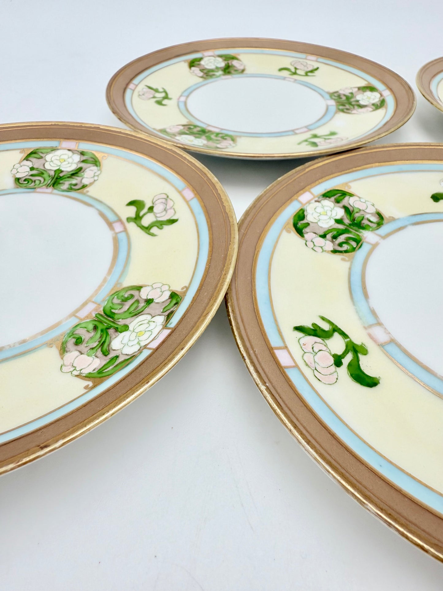 HAND PAINTED MORIMURA NIPPON BREAD AND BUTTER PLATES SET OF FIVE
