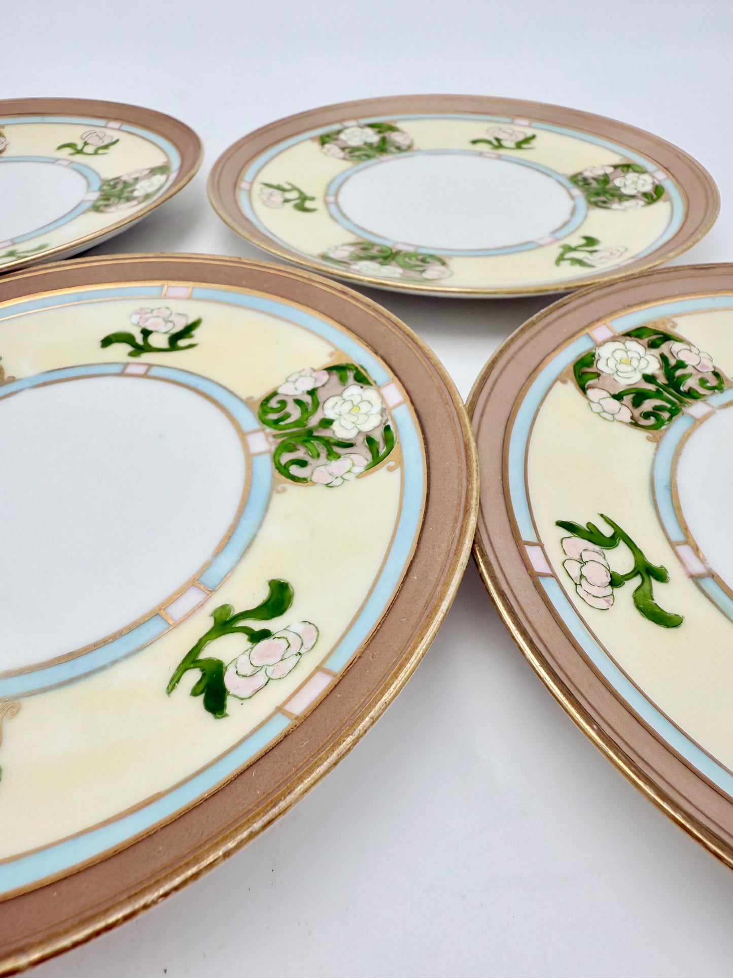 HAND PAINTED MORIMURA NIPPON BREAD AND BUTTER PLATES SET OF FIVE