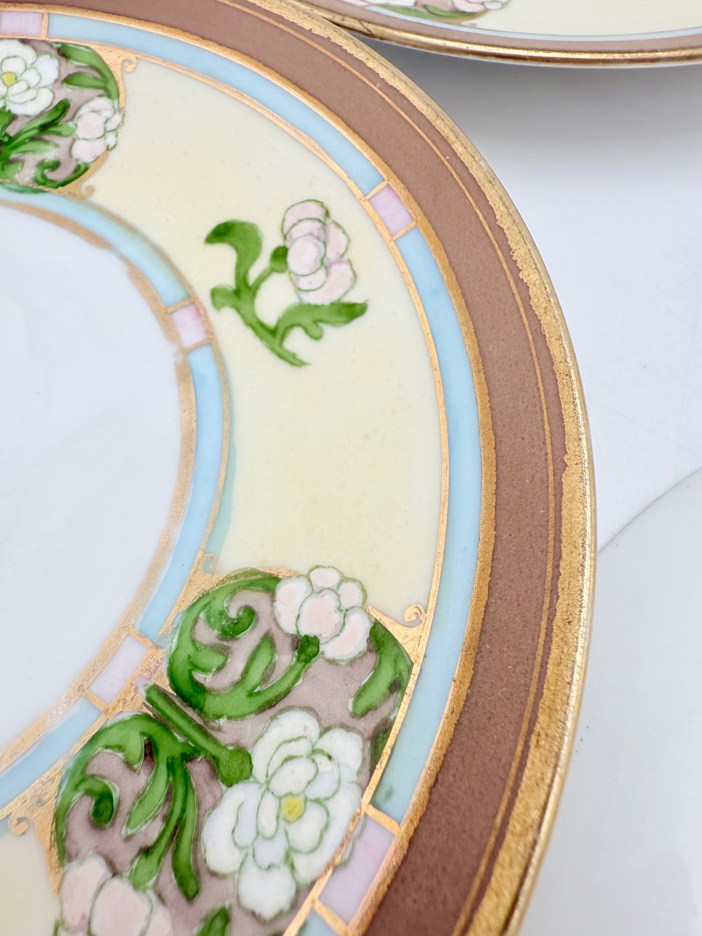 HAND PAINTED MORIMURA NIPPON BREAD AND BUTTER PLATES SET OF FIVE