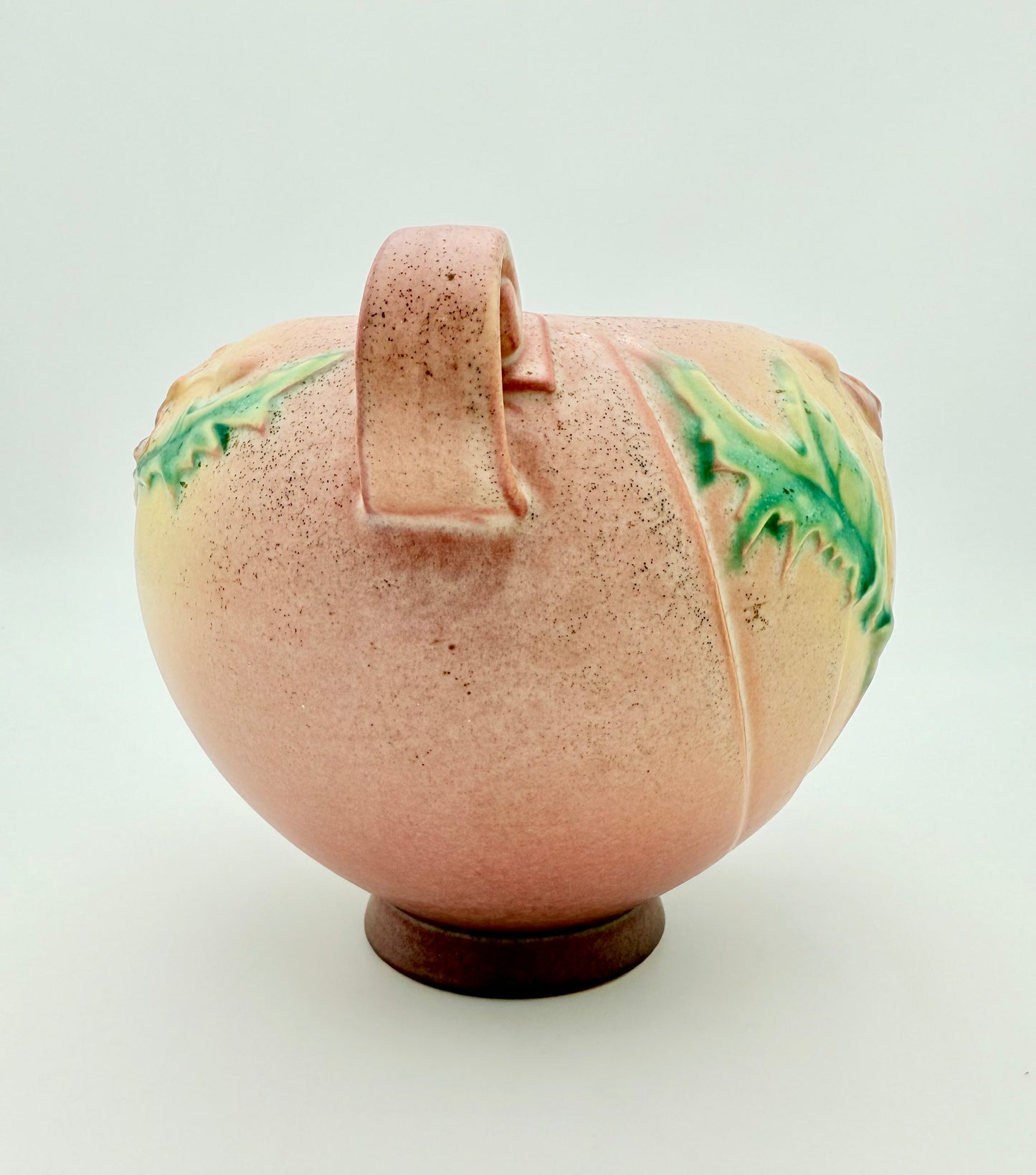 ROSEVILLE POTTERY POPPY 335-6 ART POTTERY BOWL • 1930s TWO-HANDLED SCULPTED FLORAL JARDINIERE