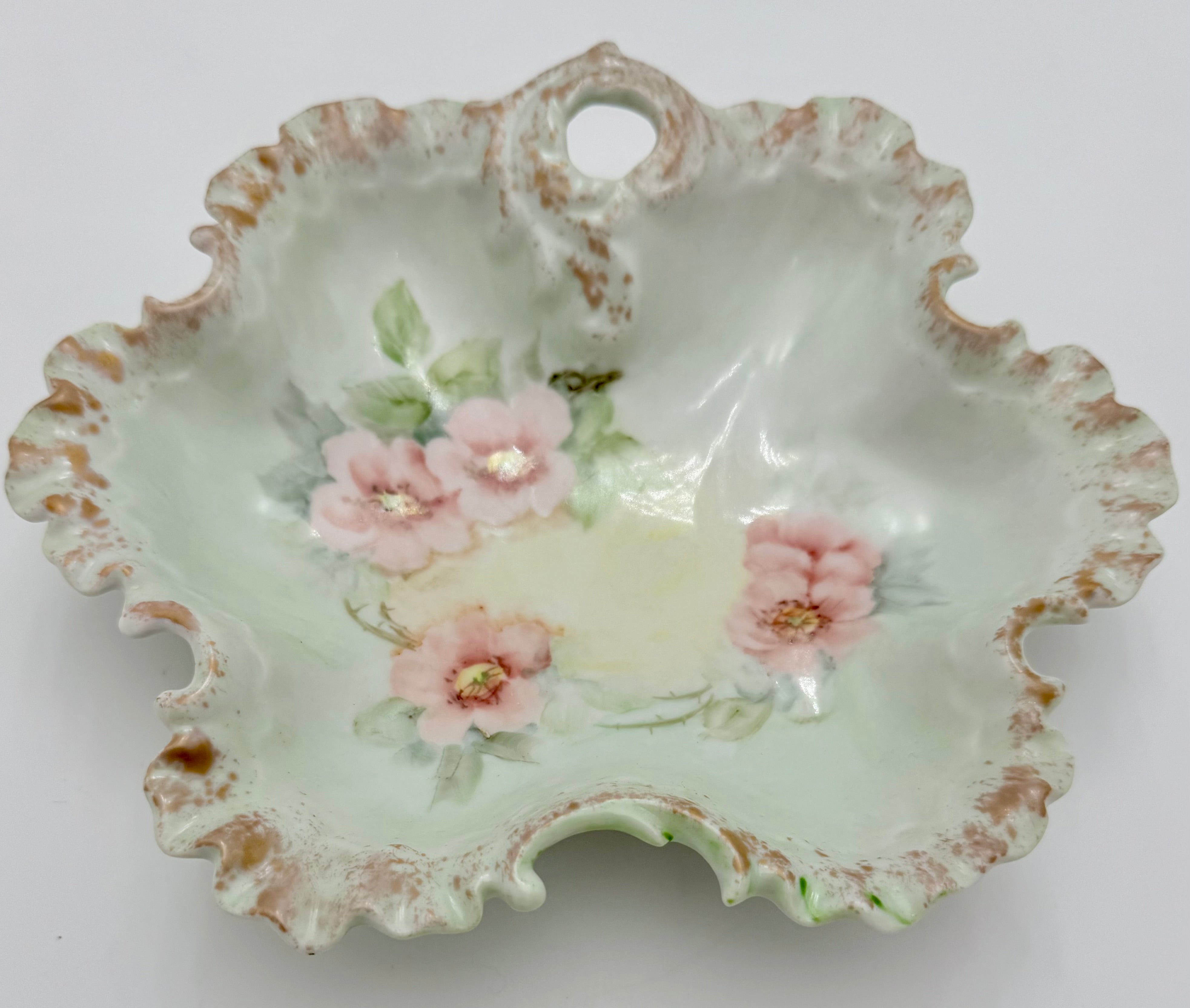 ANTIQUE ROSENTHAL MONBIJOU HAND-PAINTED PORCELAIN BOWL – SIGNED MARY THOMPSON – CIRCA 1900