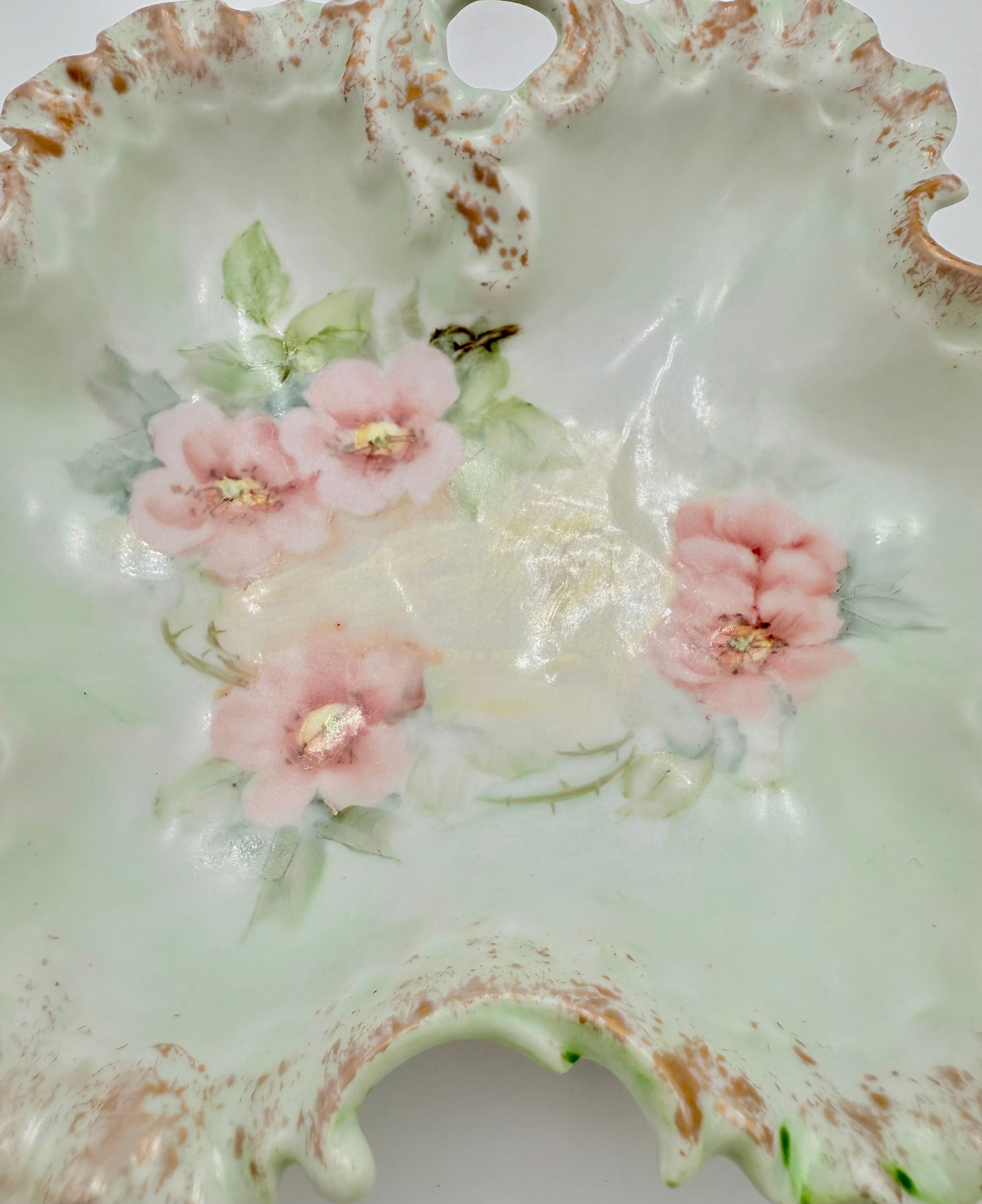 ANTIQUE ROSENTHAL MONBIJOU HAND-PAINTED PORCELAIN BOWL – SIGNED MARY THOMPSON – CIRCA 1900