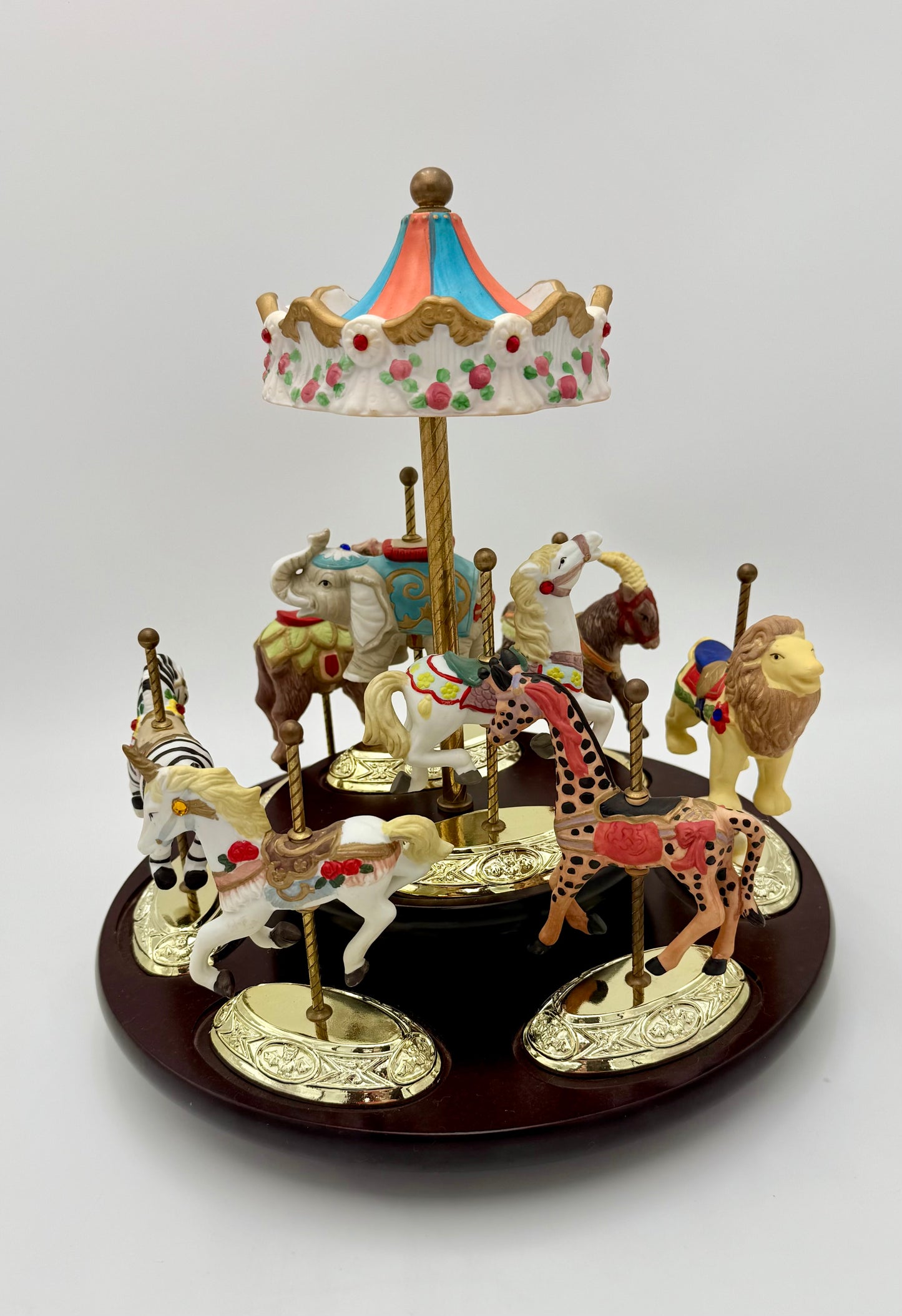 VINTAGE SCARBOROUGH FAIR MUSICAL CAROUSEL, 24 K GOLD PLATED