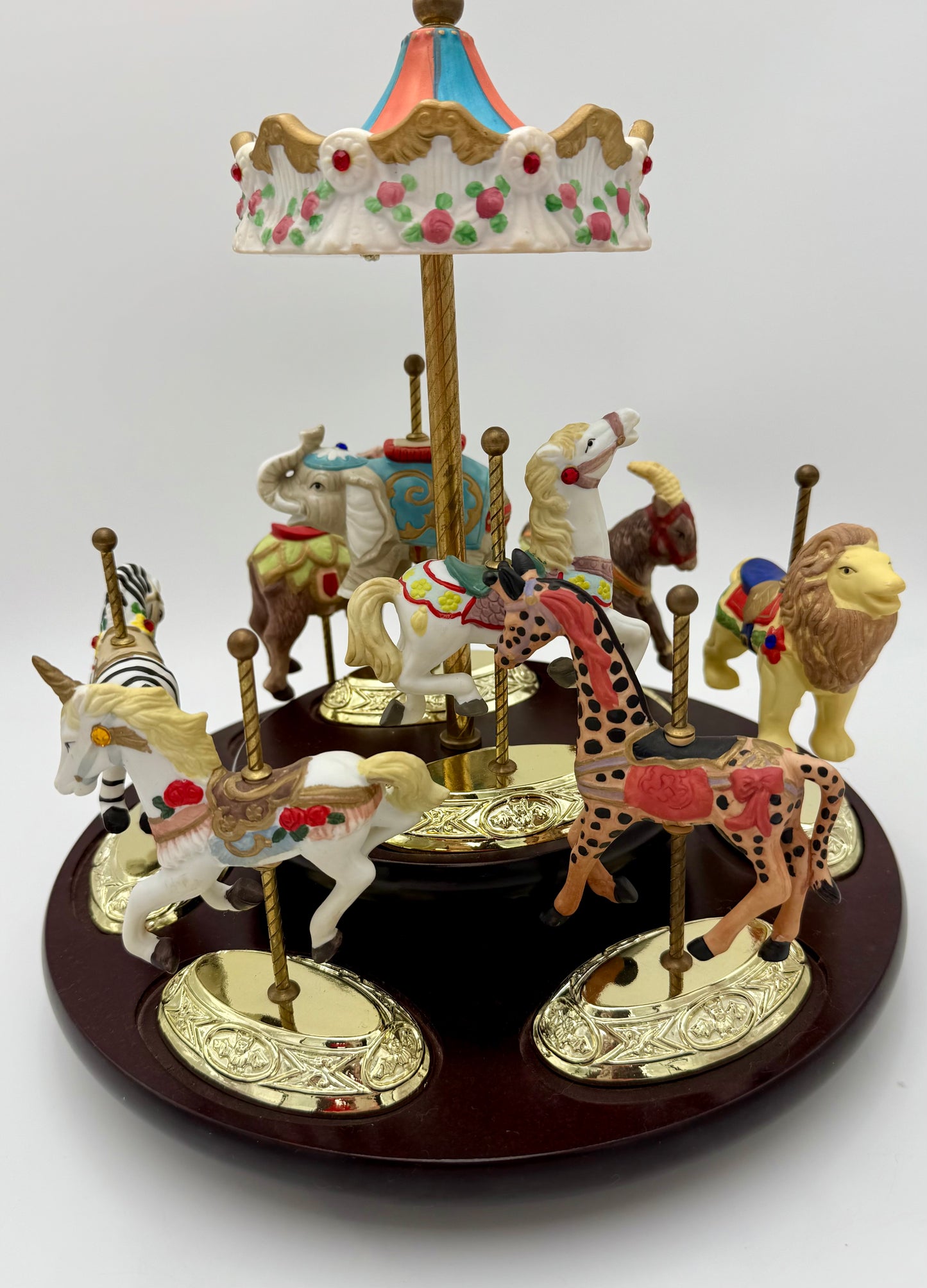 VINTAGE SCARBOROUGH FAIR MUSICAL CAROUSEL, 24 K GOLD PLATED