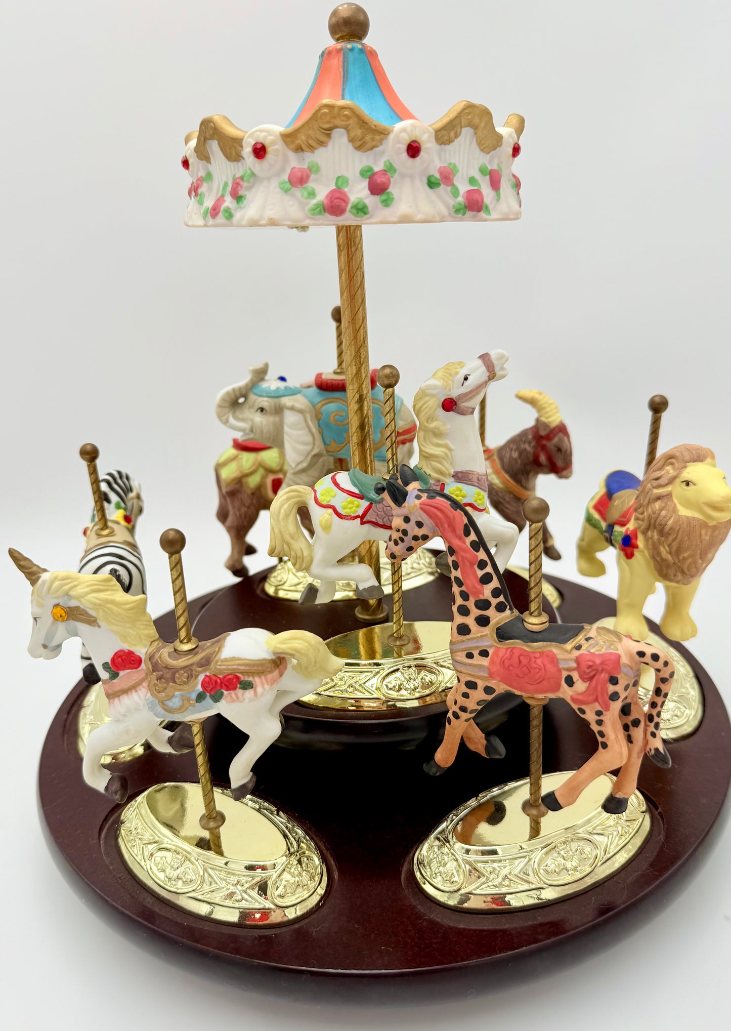 VINTAGE SCARBOROUGH FAIR MUSICAL CAROUSEL, 24 K GOLD PLATED
