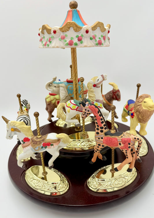 VINTAGE SCARBOROUGH FAIR MUSICAL CAROUSEL, 24 K GOLD PLATED