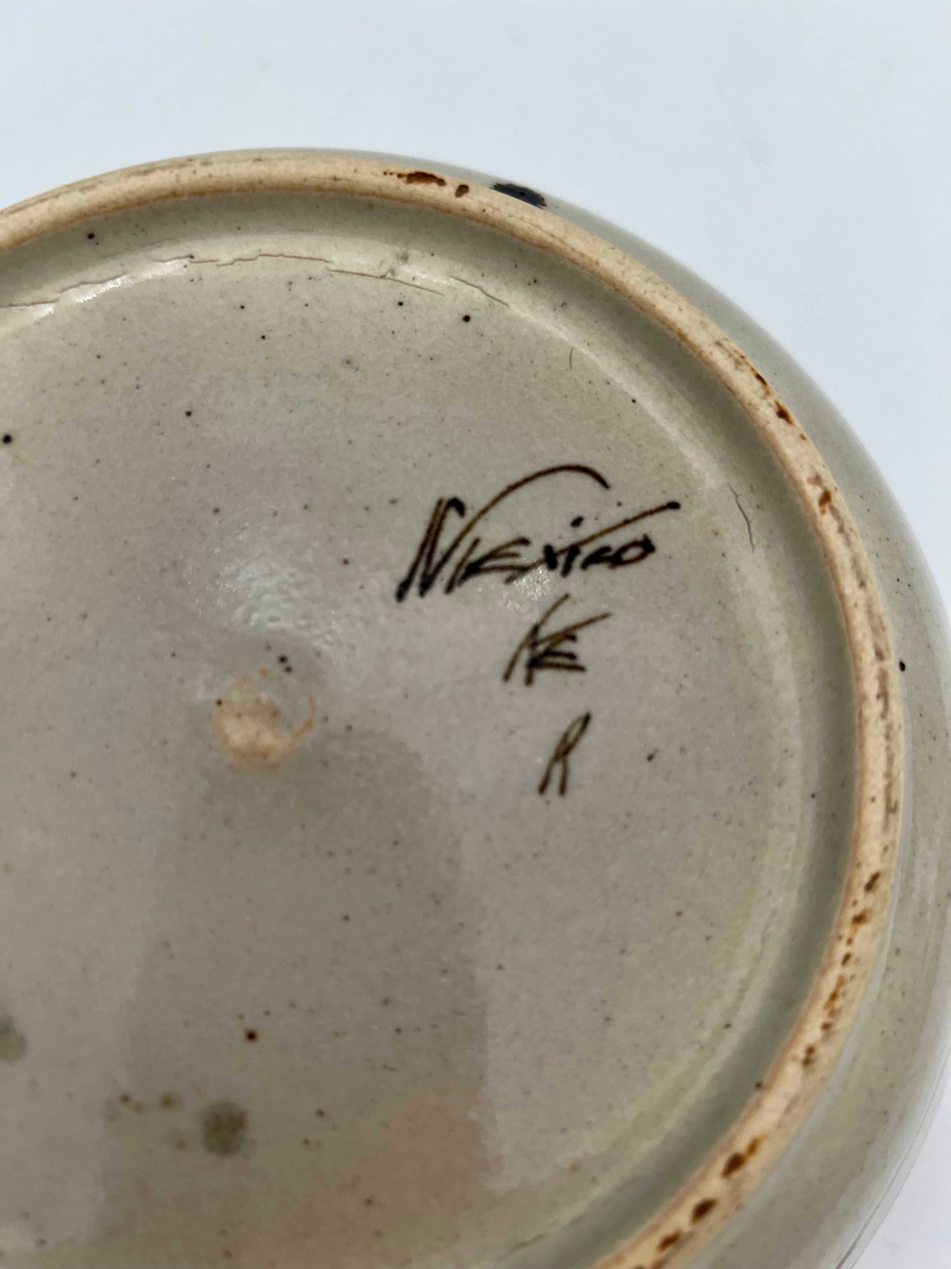 VINTAGE SIGNED MID CENTURY STUDIO POTTERY BOWL WITH BIRD & FLORAL MOTIF – 9”