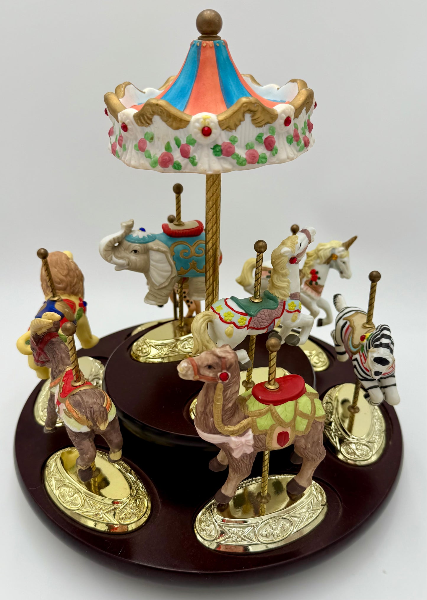 VINTAGE SCARBOROUGH FAIR MUSICAL CAROUSEL, 24 K GOLD PLATED