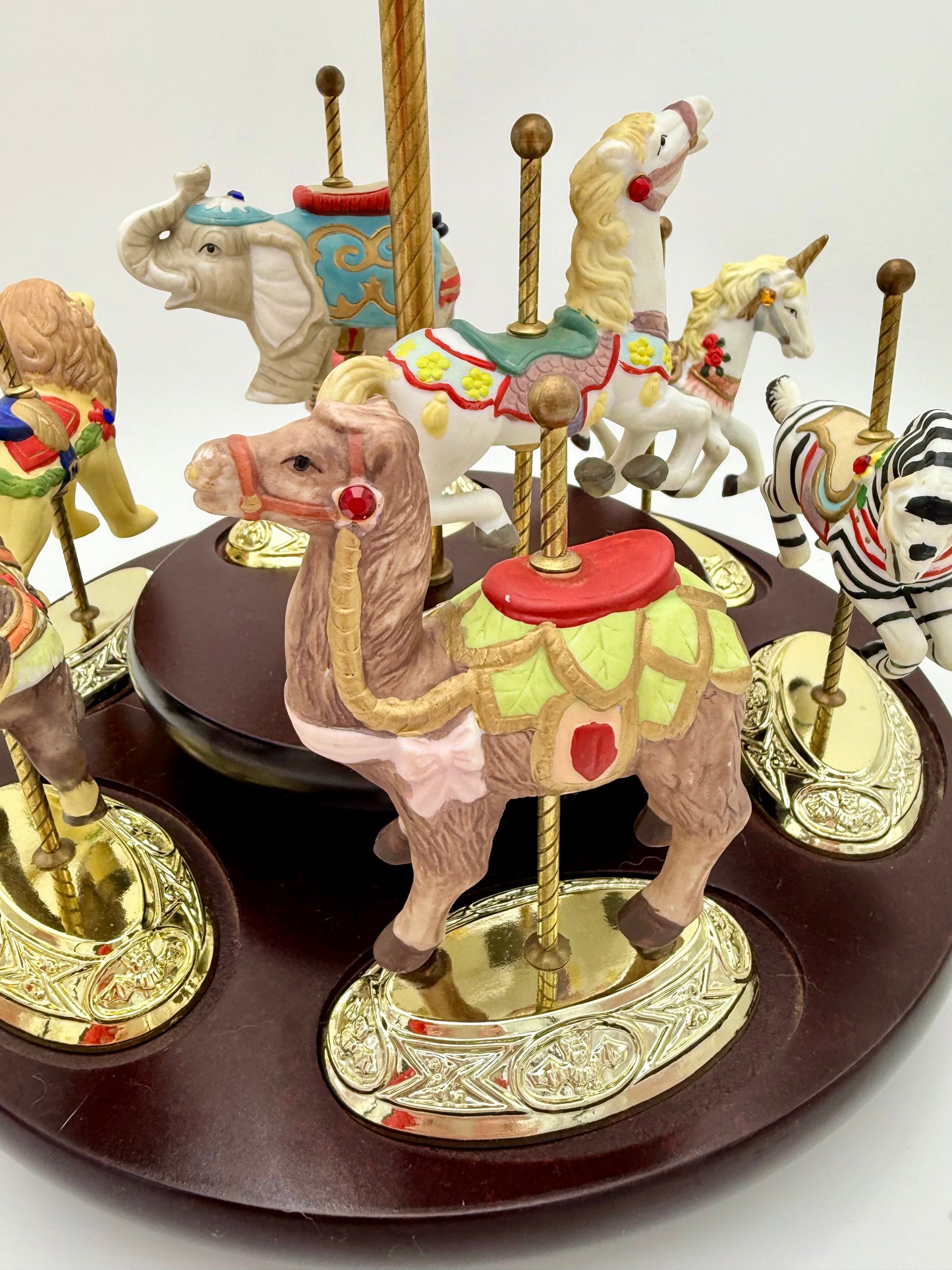VINTAGE SCARBOROUGH FAIR MUSICAL CAROUSEL, 24 K GOLD PLATED