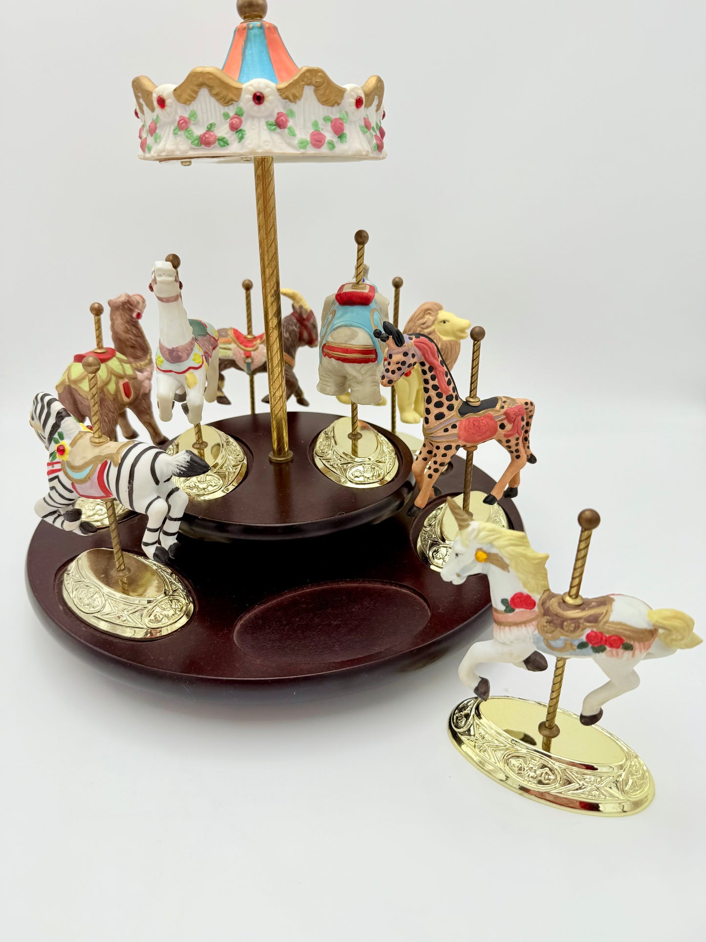 VINTAGE SCARBOROUGH FAIR MUSICAL CAROUSEL, 24 K GOLD PLATED