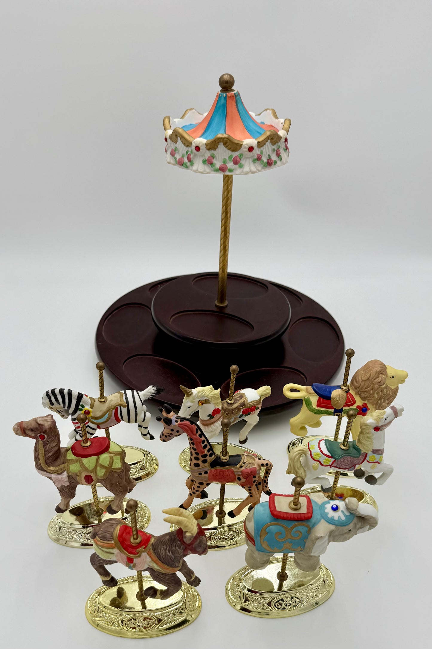 VINTAGE SCARBOROUGH FAIR MUSICAL CAROUSEL, 24 K GOLD PLATED