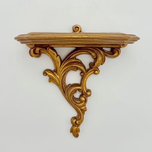 VINTAGE SYROCO ORNATE GILT WALL SHELF, 1960s