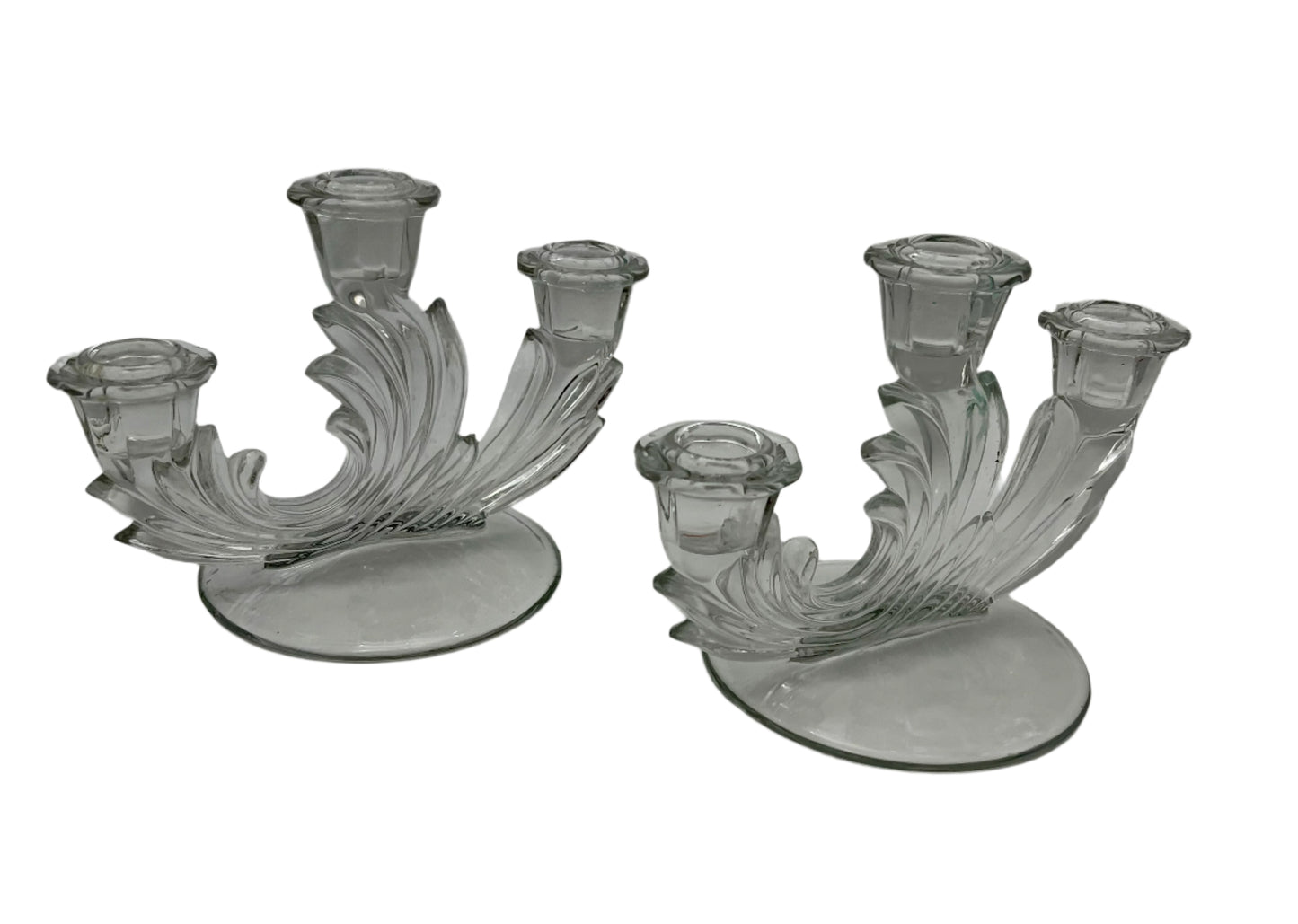 ANTIQUE PAIR OF FOSTERIA BAROQUE CRYSTAL CANDLESTICK HOLDERS