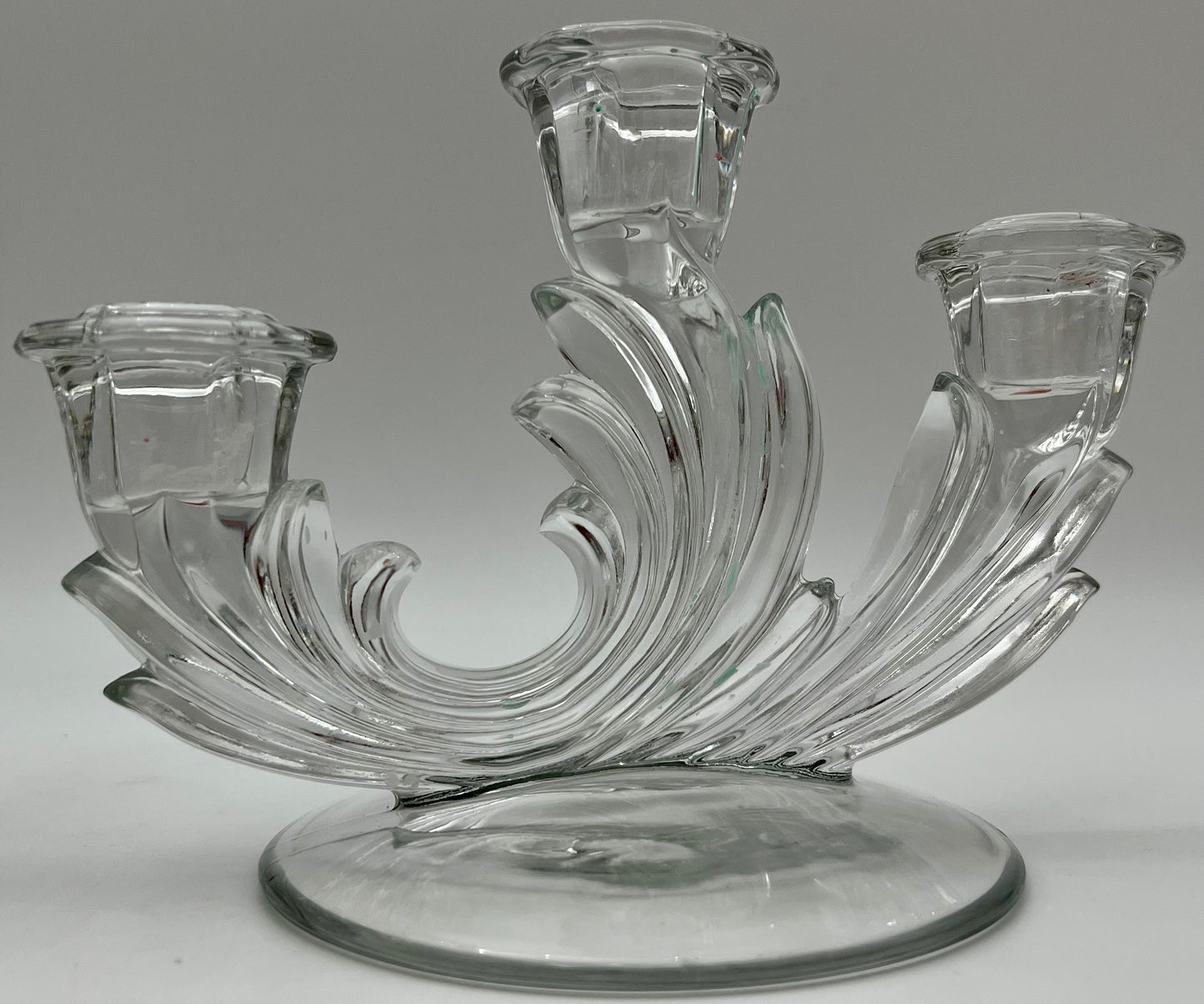 ANTIQUE PAIR OF FOSTERIA BAROQUE CRYSTAL CANDLESTICK HOLDERS