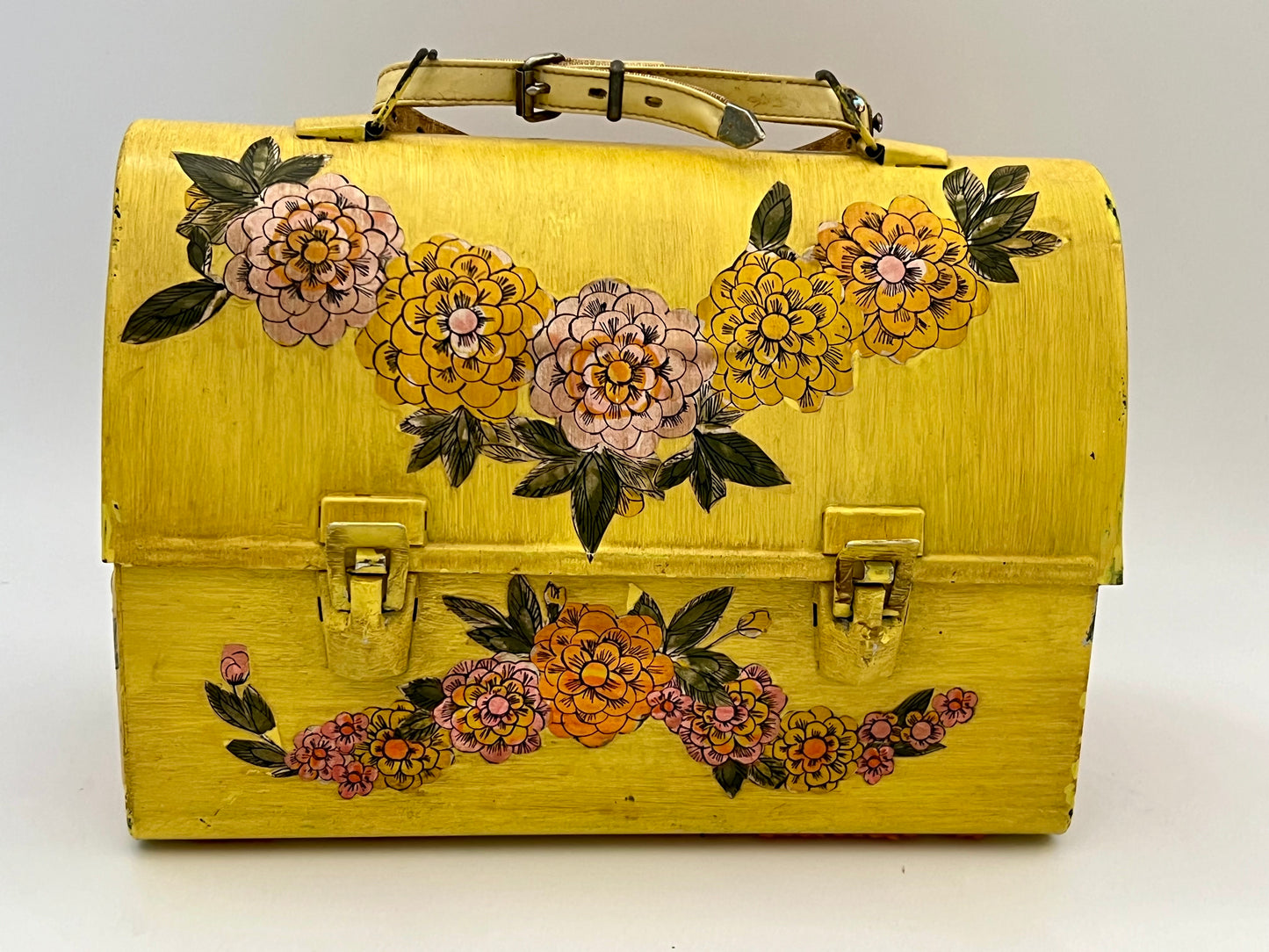 FOLK ART 1960s DECOUPAGE LUNCH BOX/PURSE
