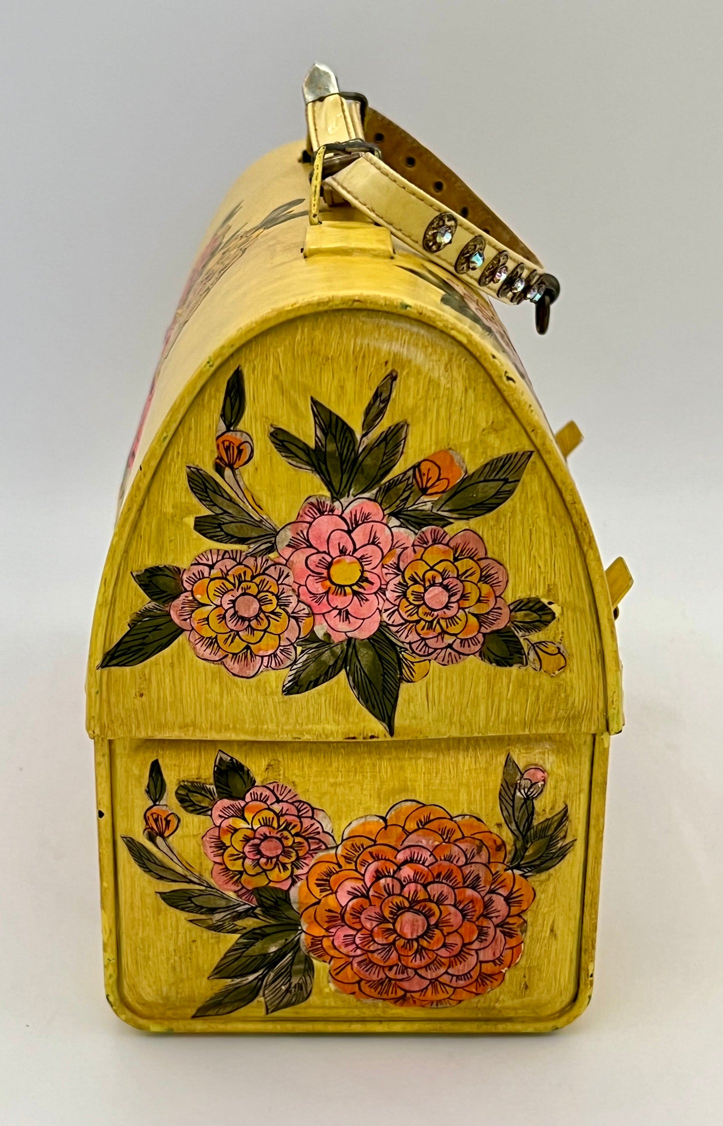 FOLK ART 1960s DECOUPAGE LUNCH BOX/PURSE