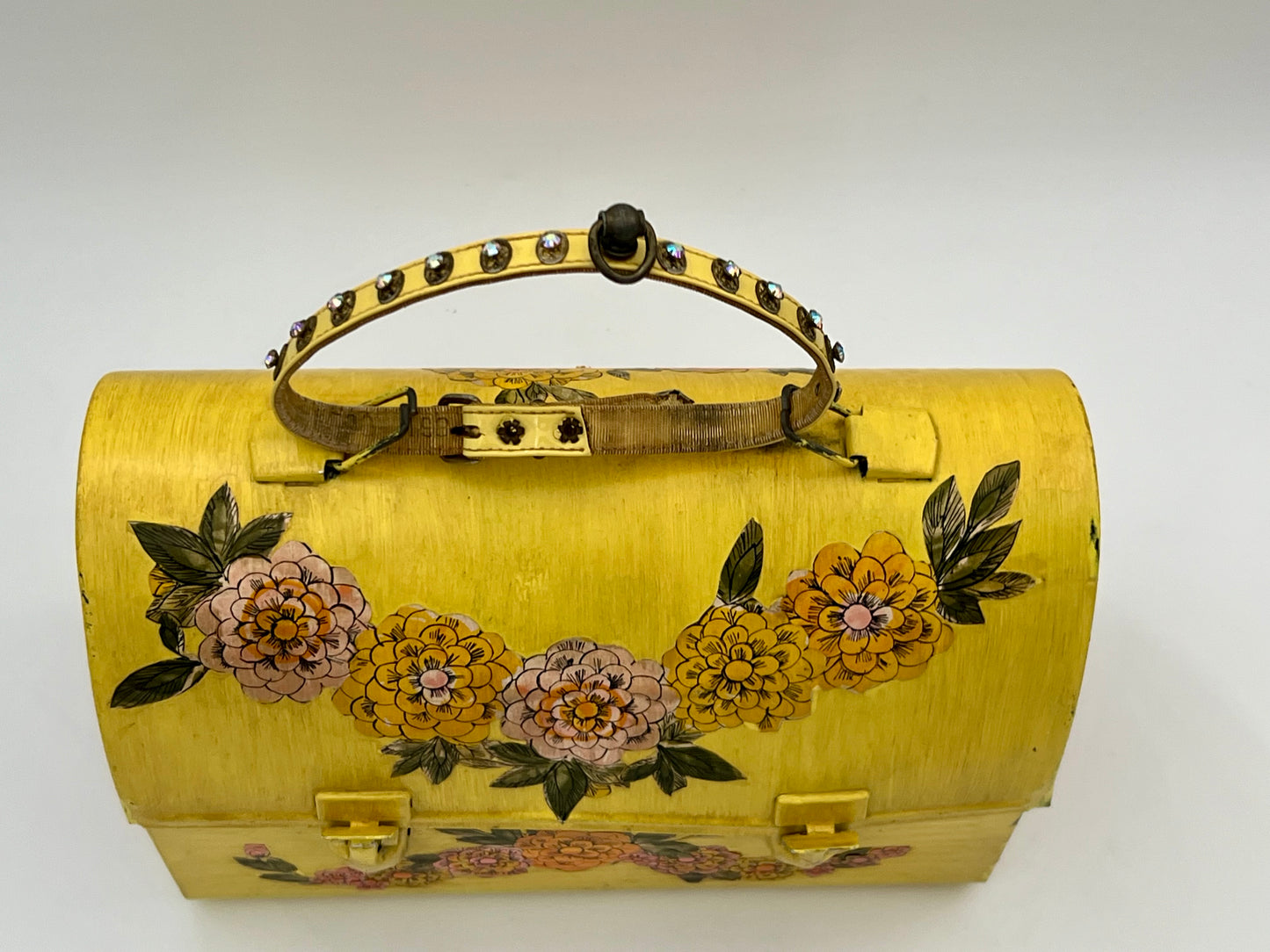 FOLK ART 1960s DECOUPAGE LUNCH BOX/PURSE