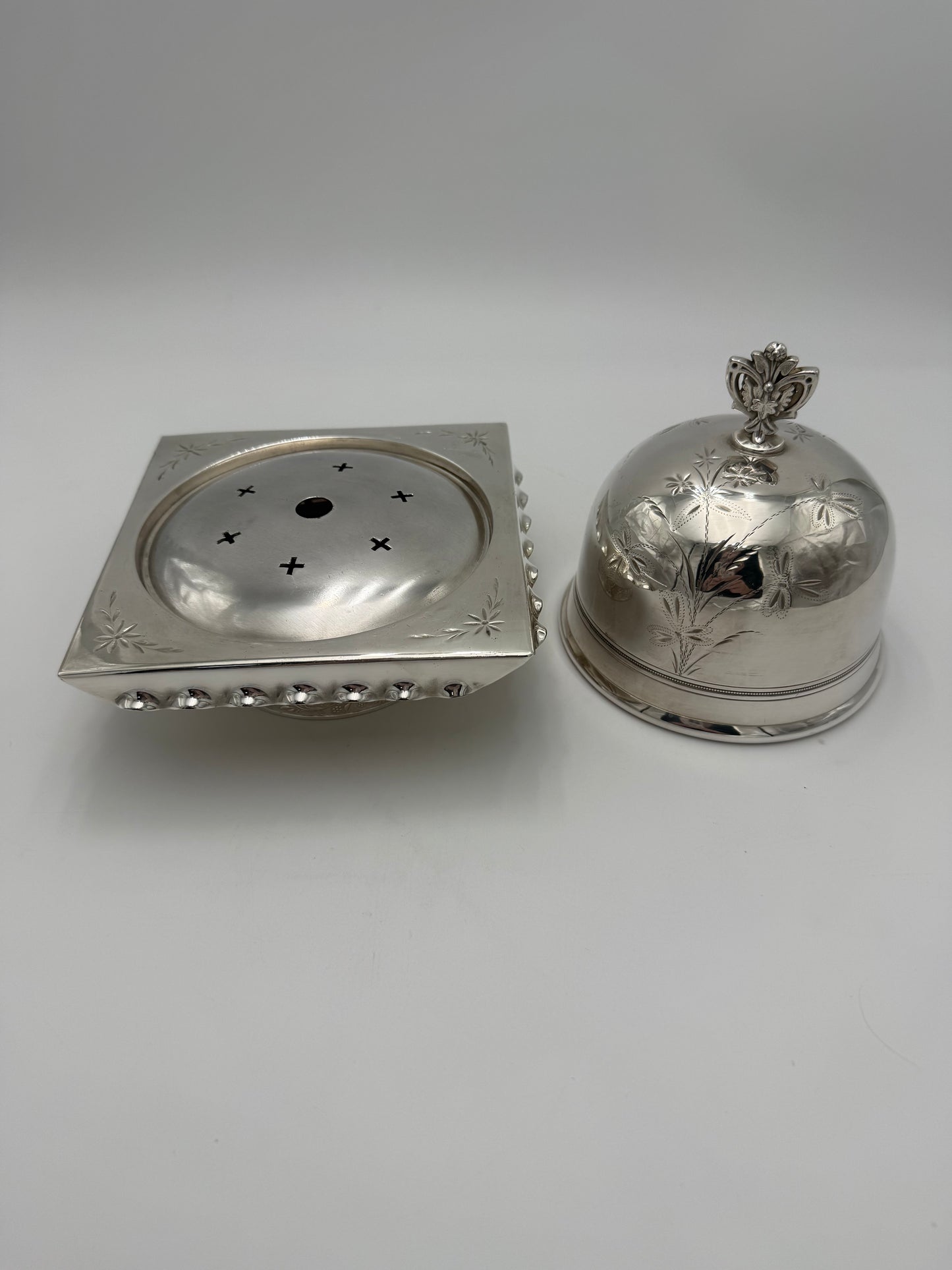 Antique W. M. Rogers Silver Plated Caviar or Butter Serving Dish with Ice Compartment, 1886