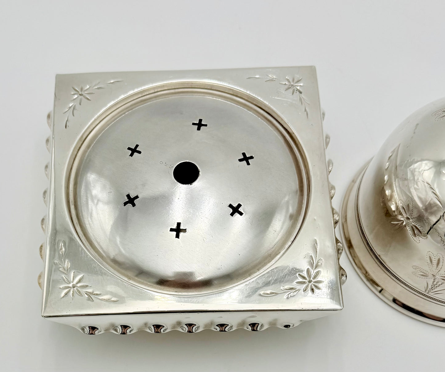 Antique W. M. Rogers Silver Plated Caviar or Butter Serving Dish with Ice Compartment, 1886
