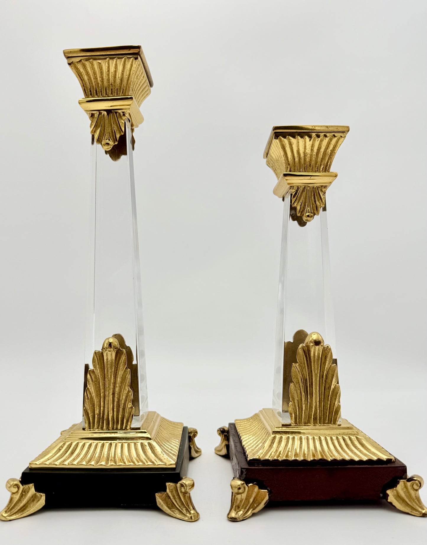 PAIR OF VERY RARE VINTAGE ART DECO LUCITE CANDLESTICKS