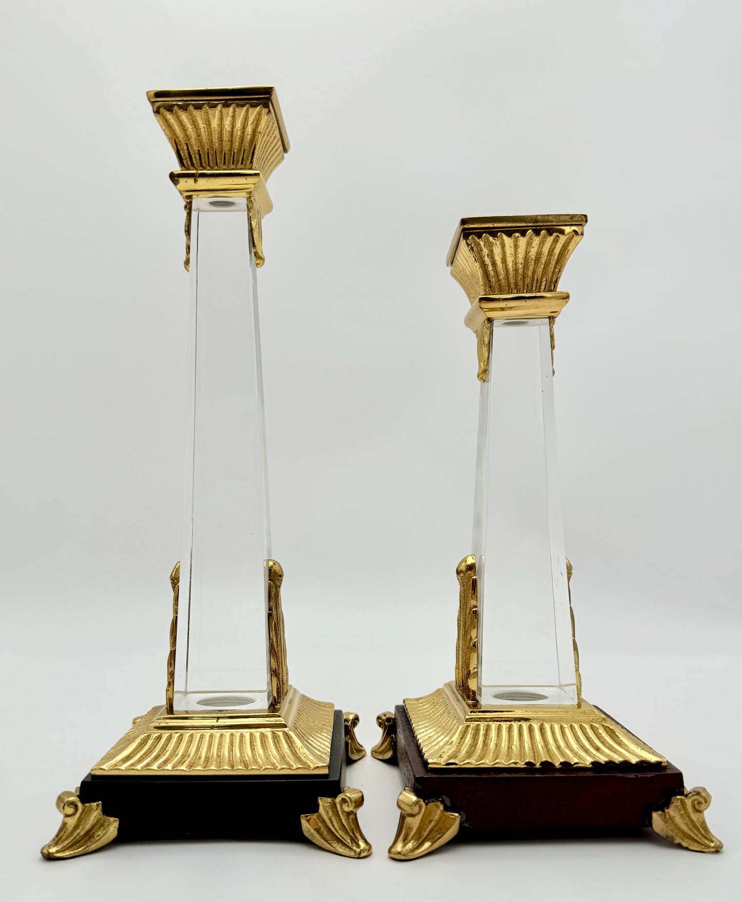 PAIR OF VERY RARE VINTAGE ART DECO LUCITE CANDLESTICKS
